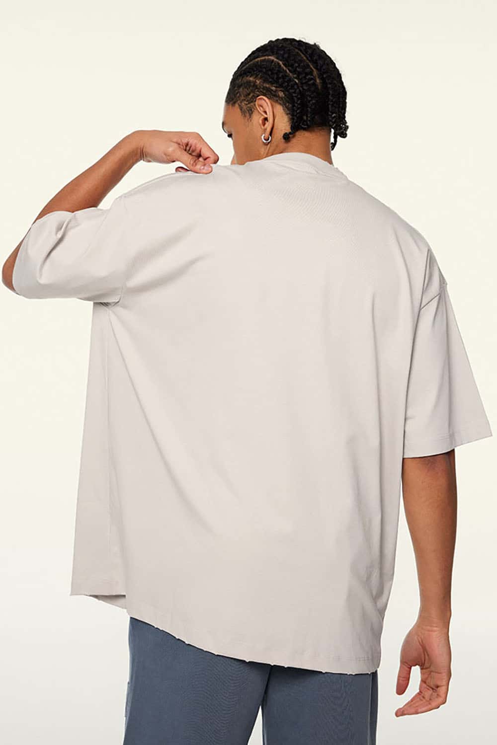 230g Cool-Touch Sports Solid Color Frayed Edge Loose-Fit Short Sleeve T-Shirt