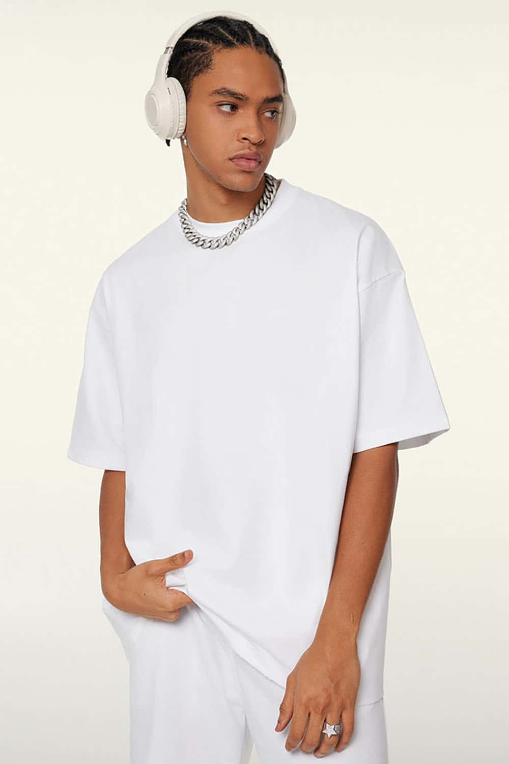 230g Cool-Touch Sports Solid Color Frayed Edge Loose-Fit Short Sleeve T-Shirt