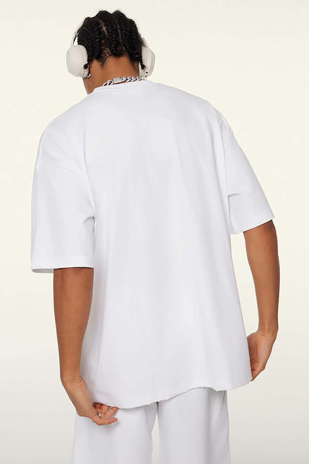 230g Cool-Touch Sports Solid Color Frayed Edge Loose-Fit Short Sleeve T-Shirt