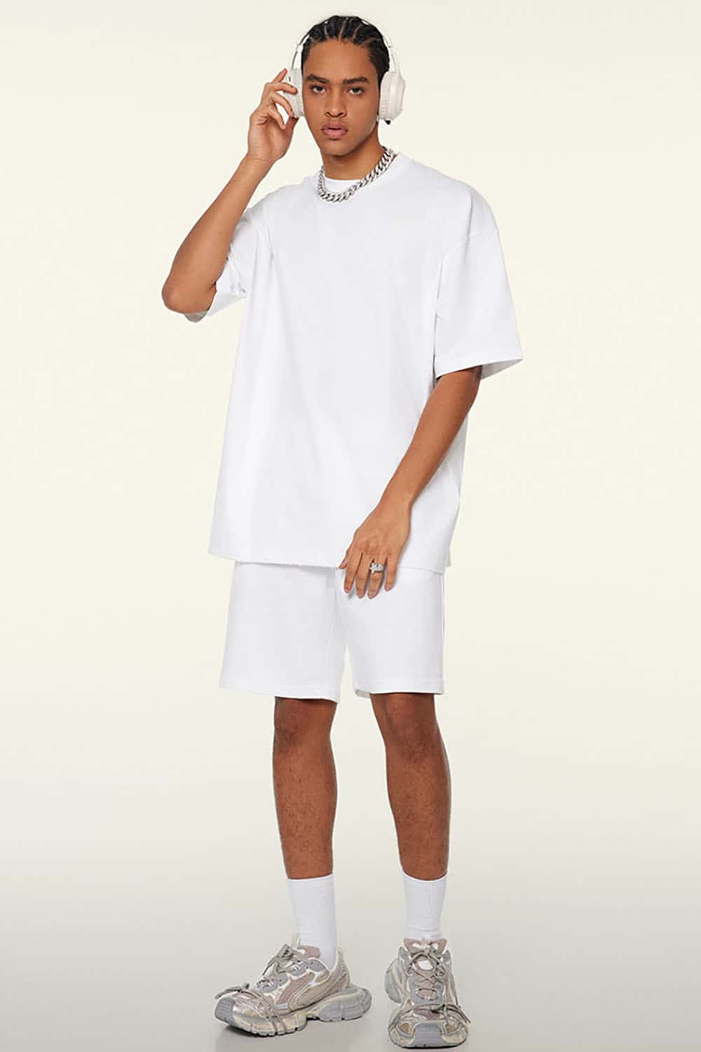 230g Cool-Touch Sports Solid Color Frayed Edge Loose-Fit Short Sleeve T-Shirt