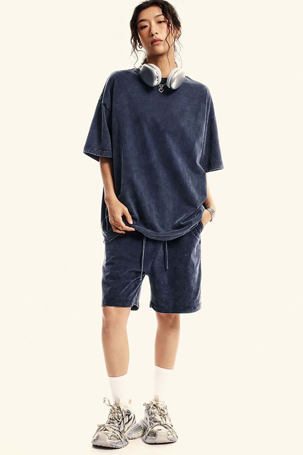 Heavyweight Pure Cotton Wax-Dyed Washed Vintage Short Sleeve T-Shirt