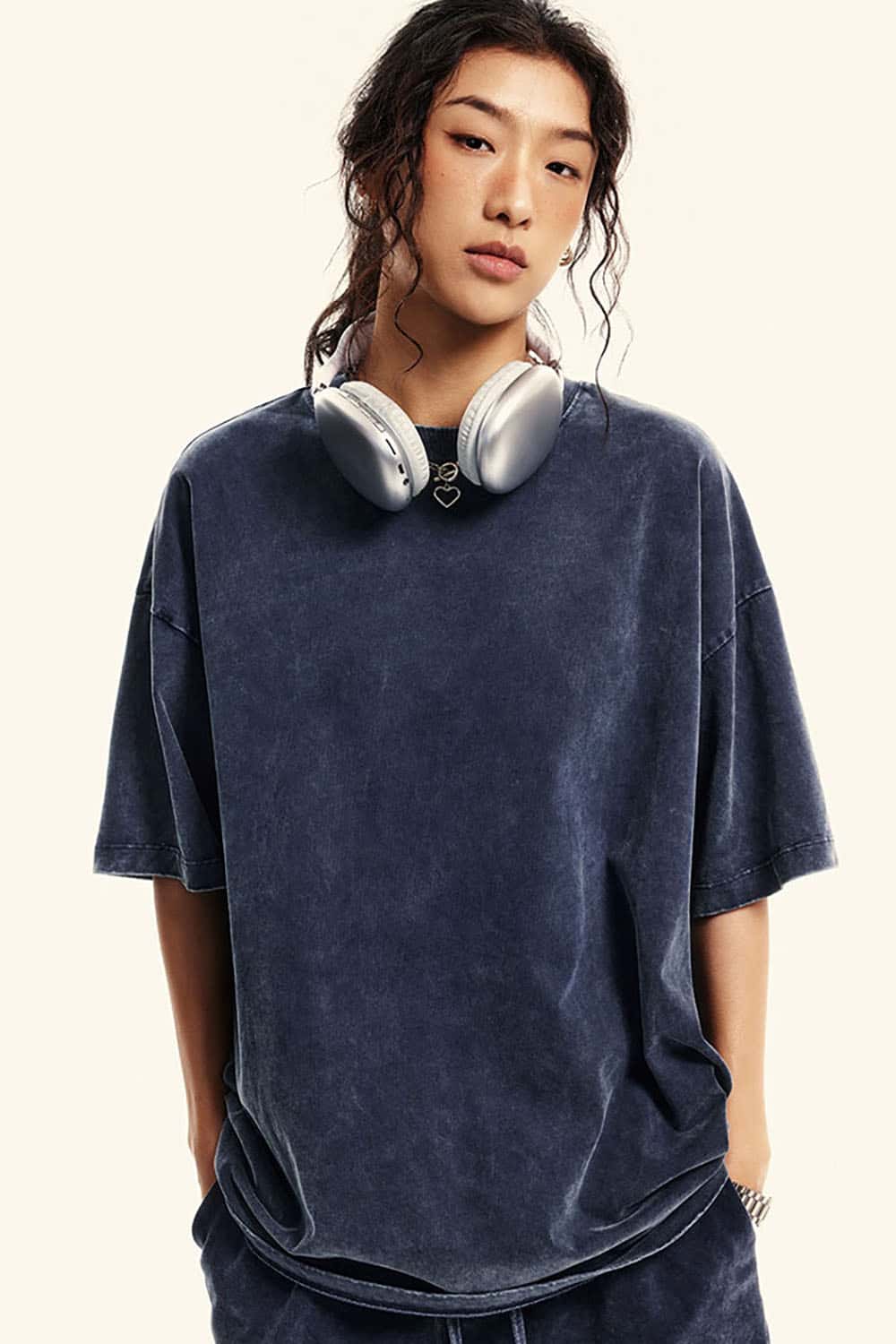 Heavyweight Pure Cotton Wax-Dyed Washed Vintage Short Sleeve T-Shirt