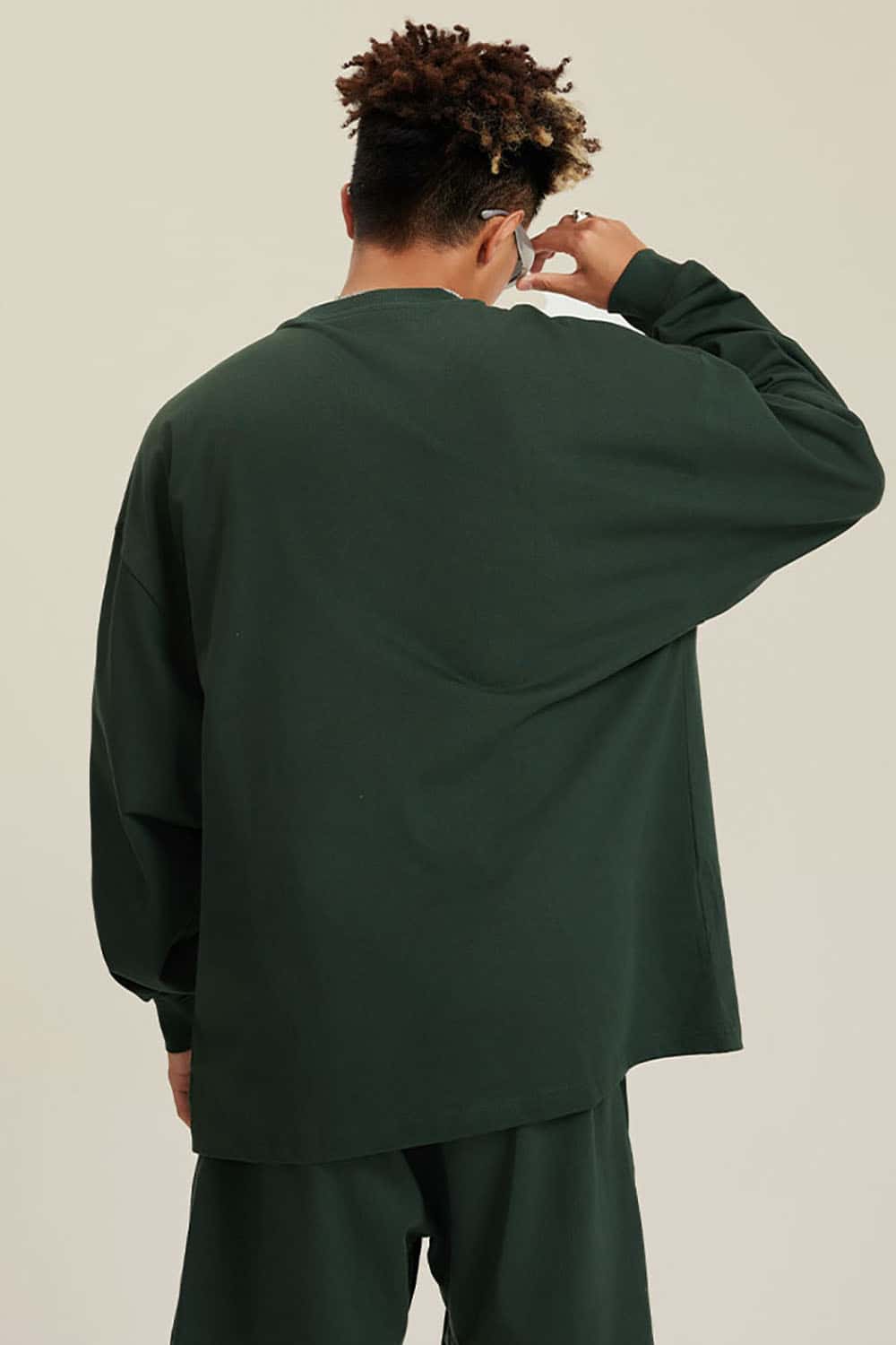Solid Color Pure Cotton Long Sleeve Loose Couples T-Shirt