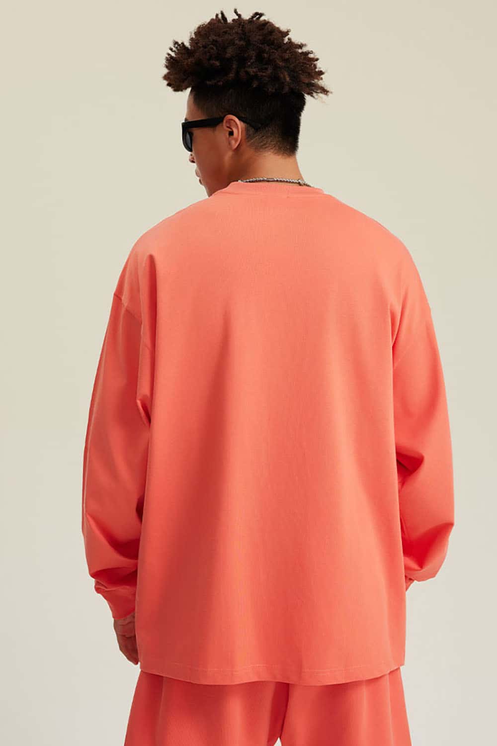 Solid Color Pure Cotton Long Sleeve Loose Couples T-Shirt