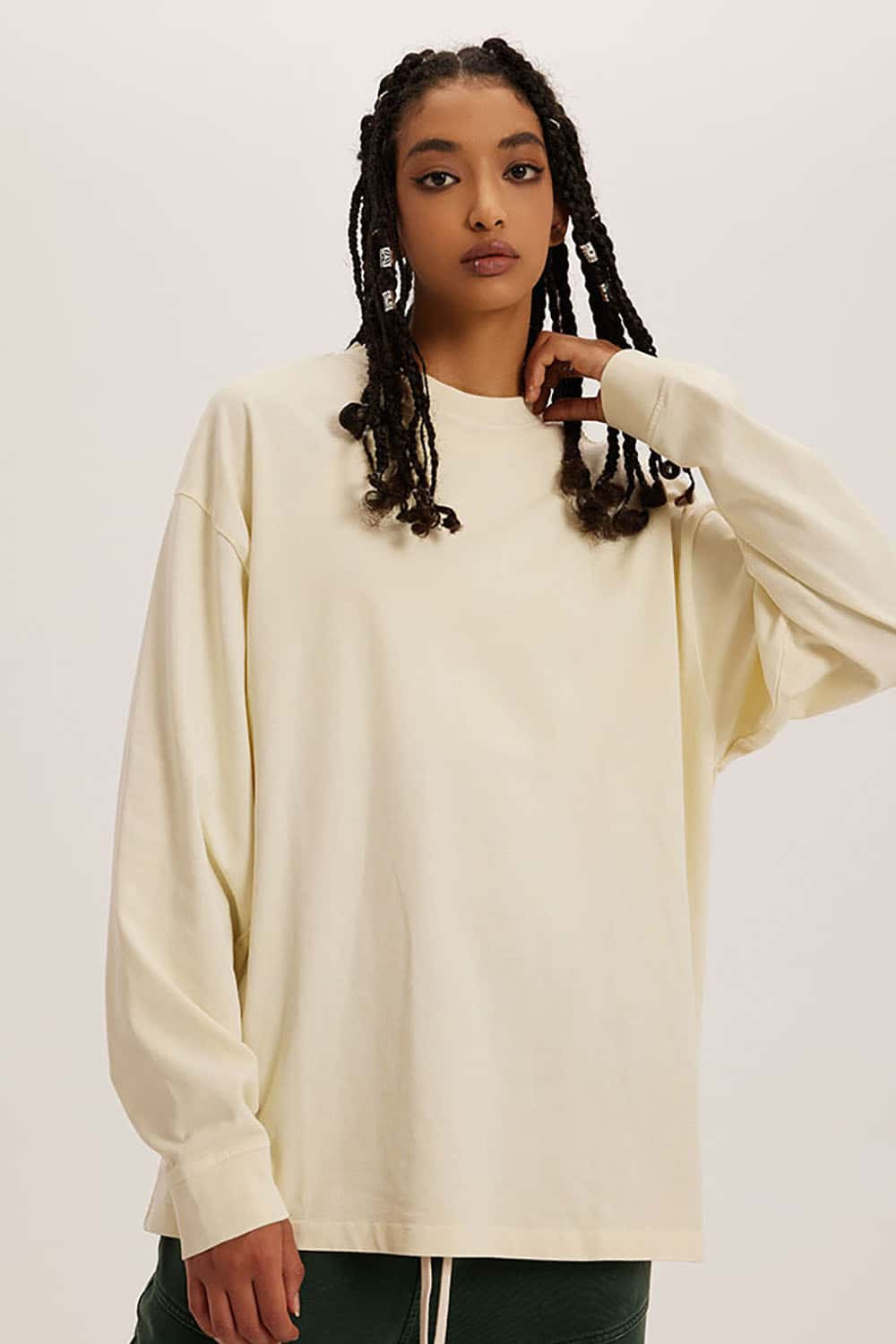 Loose Long Sleeve 260G Vintage Wash Distressed Long Sleeve T-Shirt