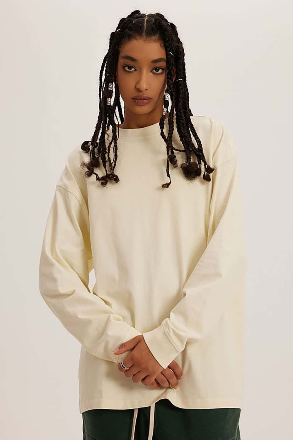 Loose Long Sleeve 260G Vintage Wash Distressed Long Sleeve T-Shirt