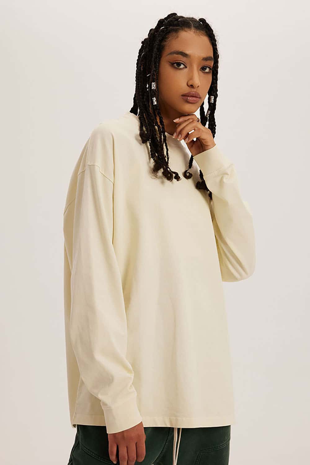 Loose Long Sleeve 260G Vintage Wash Distressed Long Sleeve T-Shirt