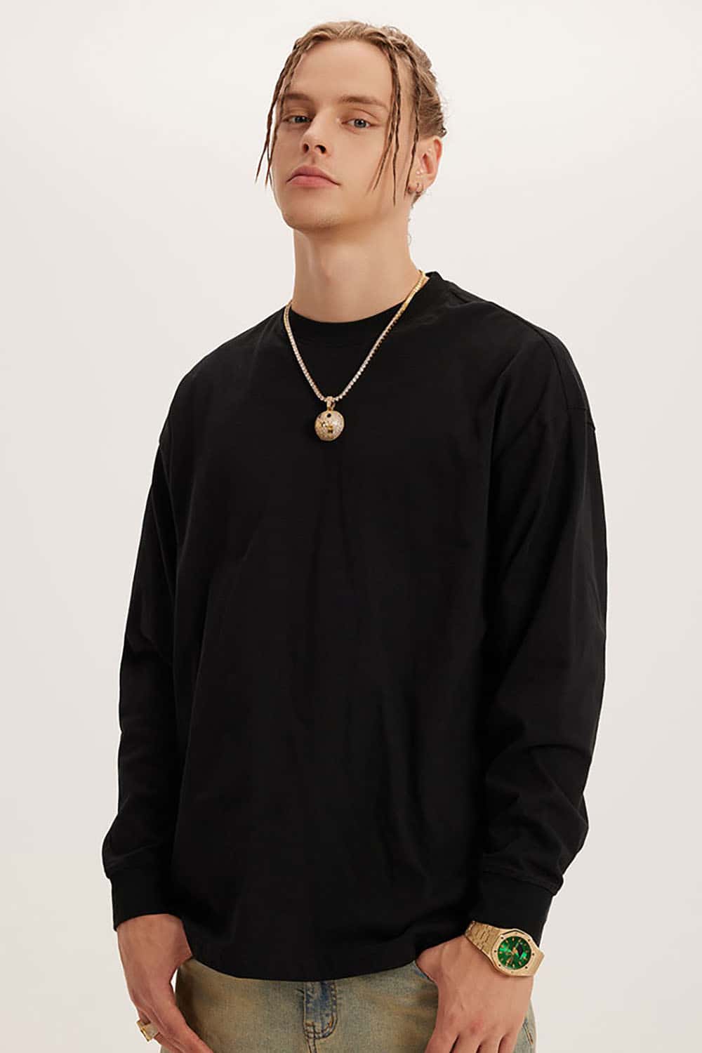 Loose Long Sleeve 260G Vintage Wash Distressed Long Sleeve T-Shirt