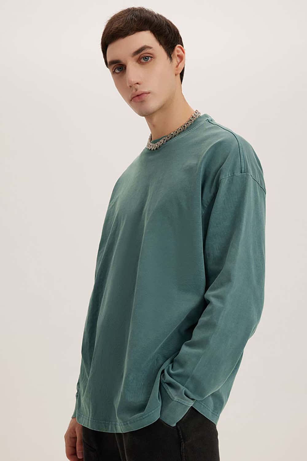 Loose Long Sleeve 260G Vintage Wash Distressed Long Sleeve T-Shirt