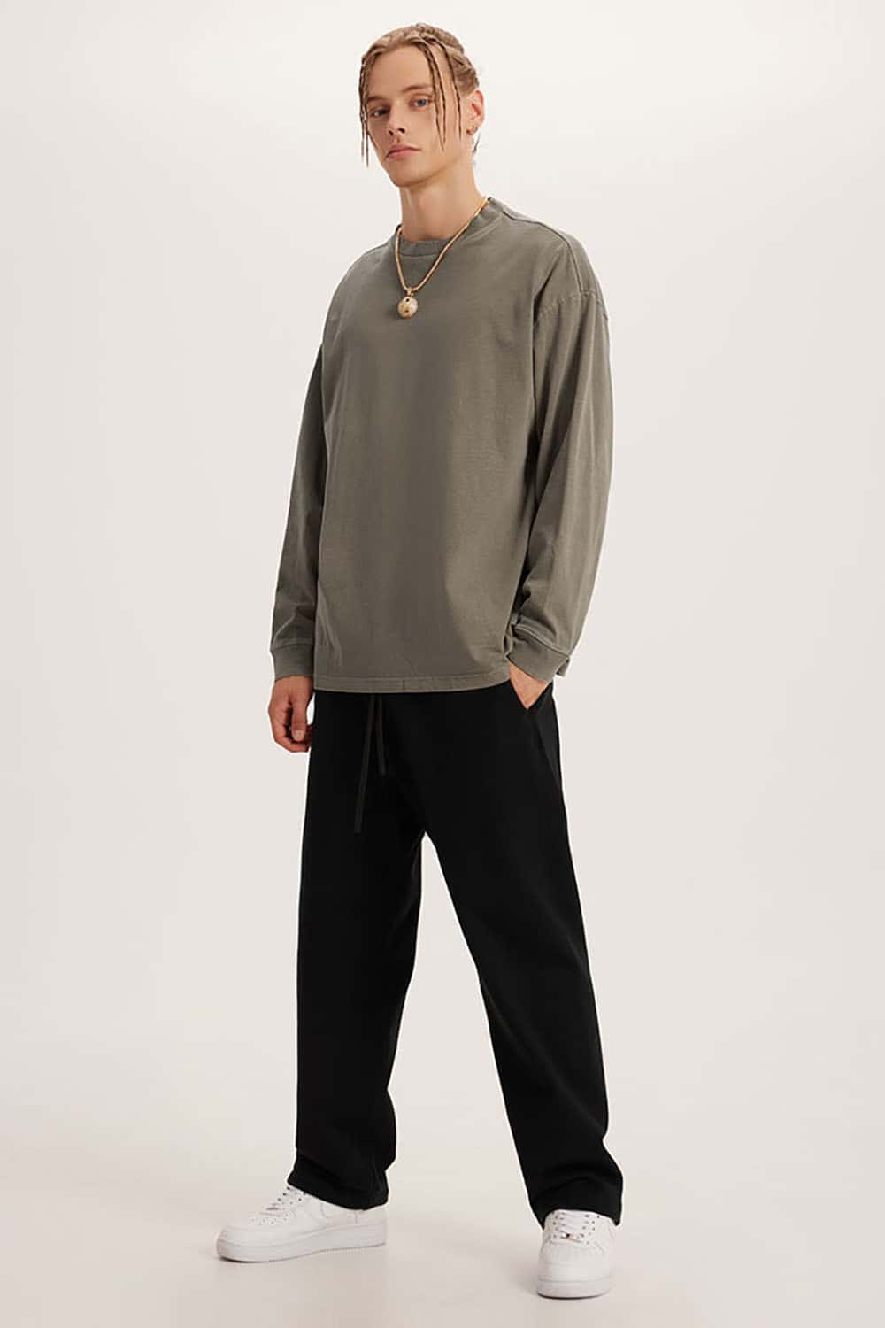 Loose Long Sleeve 260G Vintage Wash Distressed Long Sleeve T-Shirt