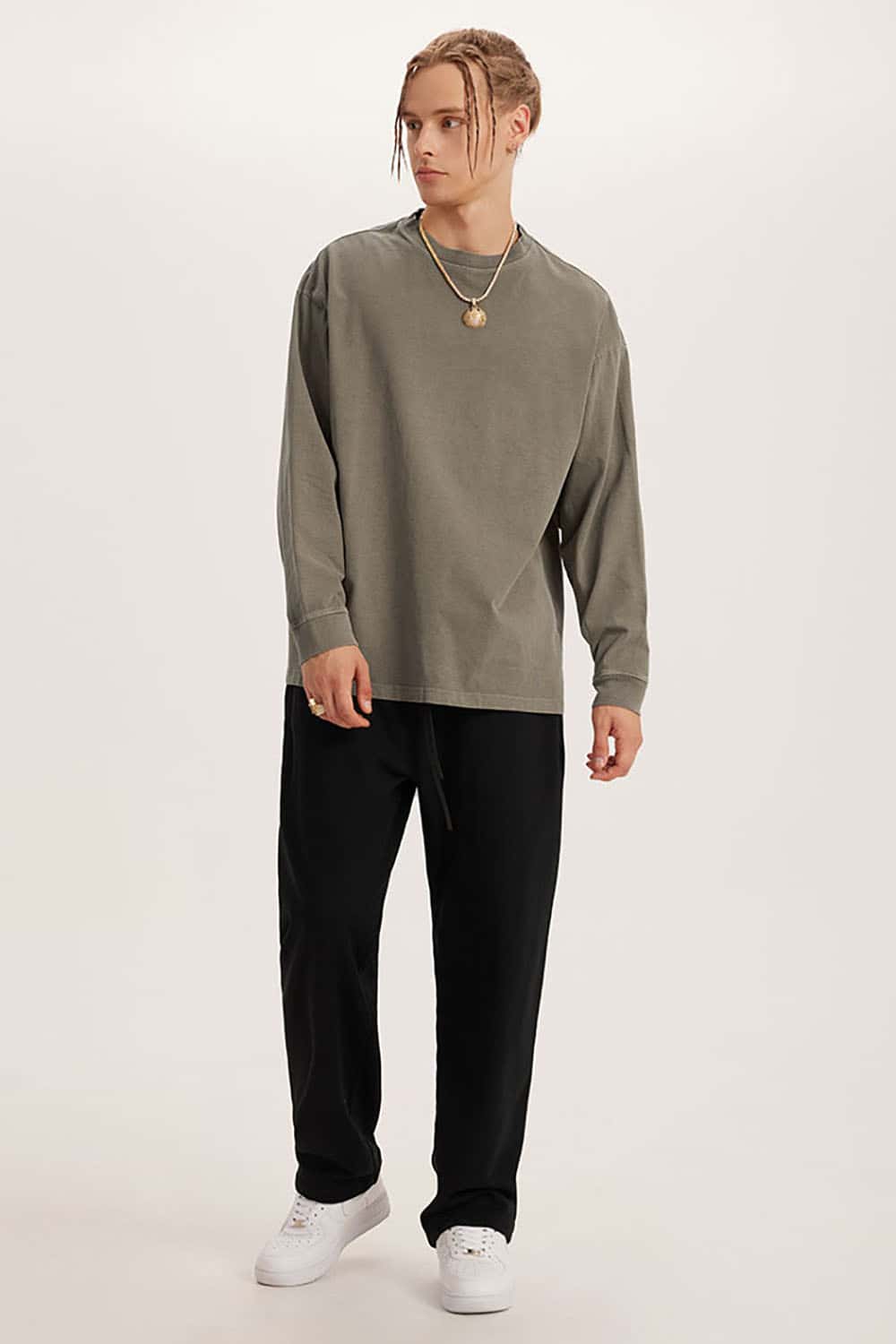 Loose Long Sleeve 260G Vintage Wash Distressed Long Sleeve T-Shirt