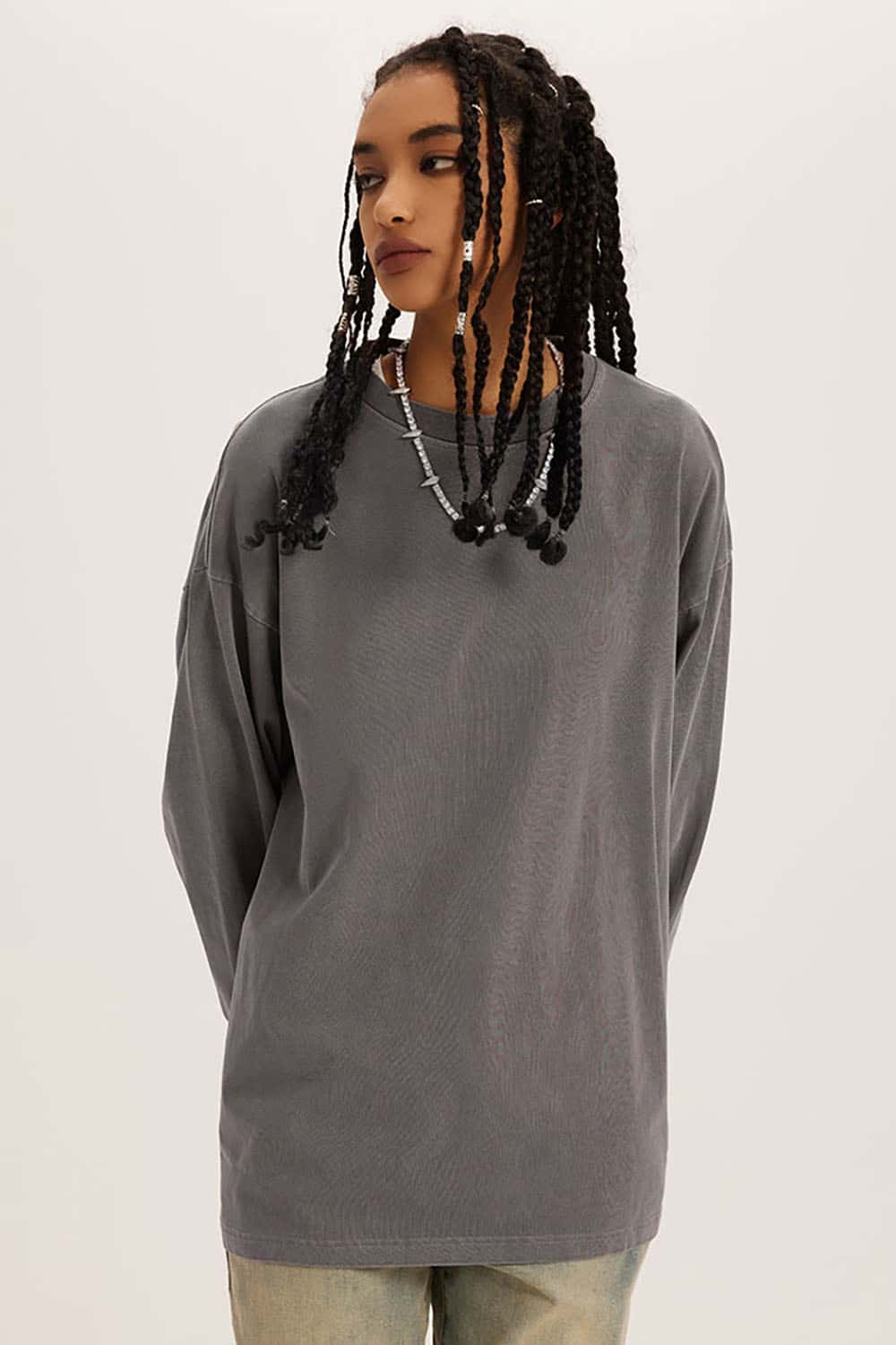 Loose Long Sleeve 260G Vintage Wash Distressed Long Sleeve T-Shirt