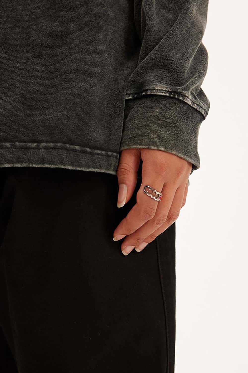 Loose Long Sleeve 260G Vintage Wash Distressed Long Sleeve T-Shirt