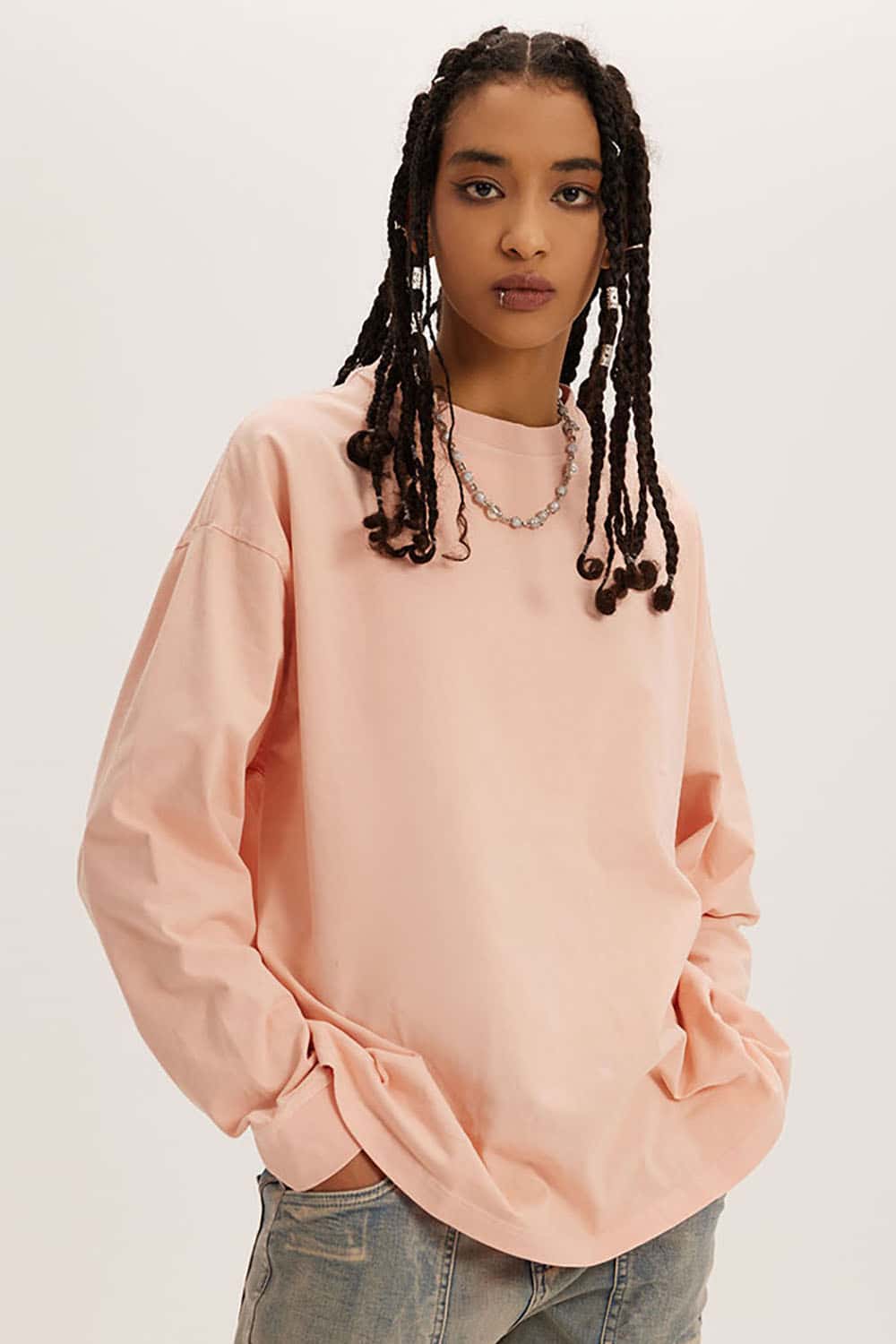 Loose Long Sleeve 260G Vintage Wash Distressed Long Sleeve T-Shirt