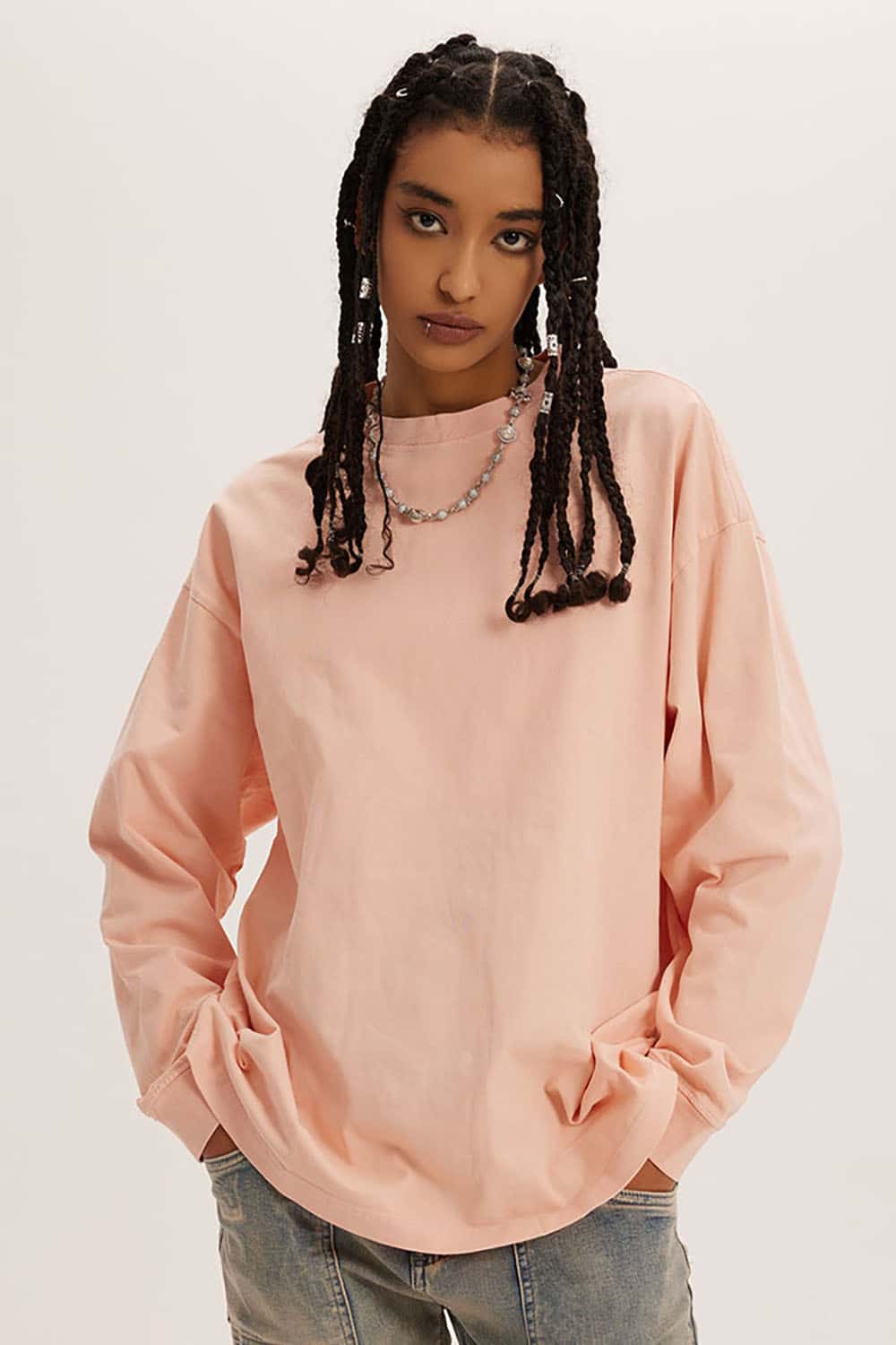 Loose Long Sleeve 260G Vintage Wash Distressed Long Sleeve T-Shirt