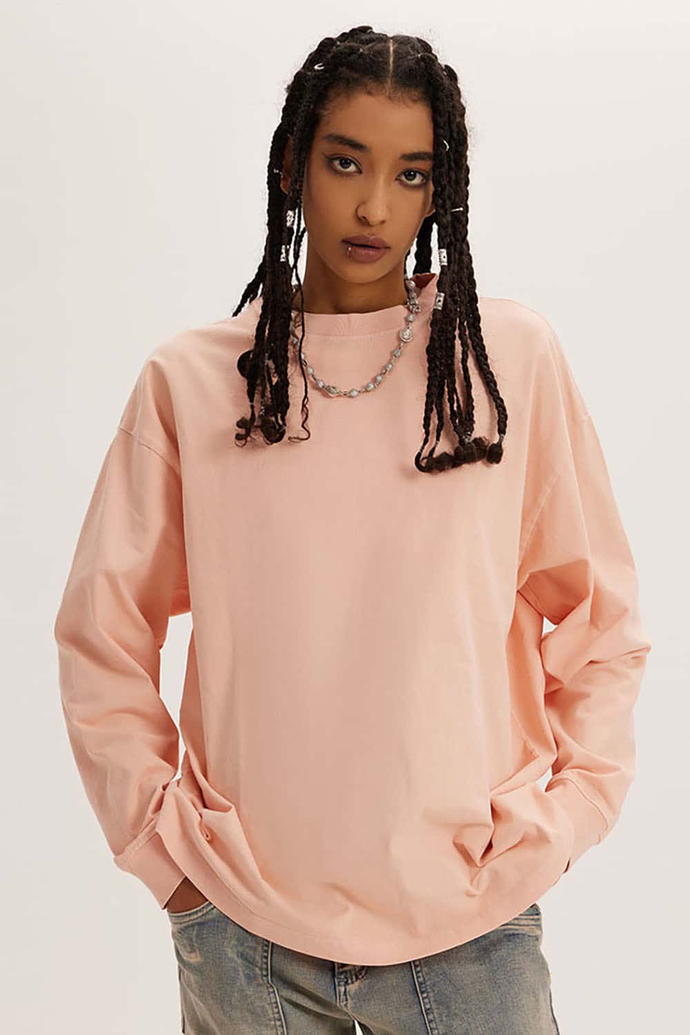 Loose Long Sleeve 260G Vintage Wash Distressed Long Sleeve T-Shirt