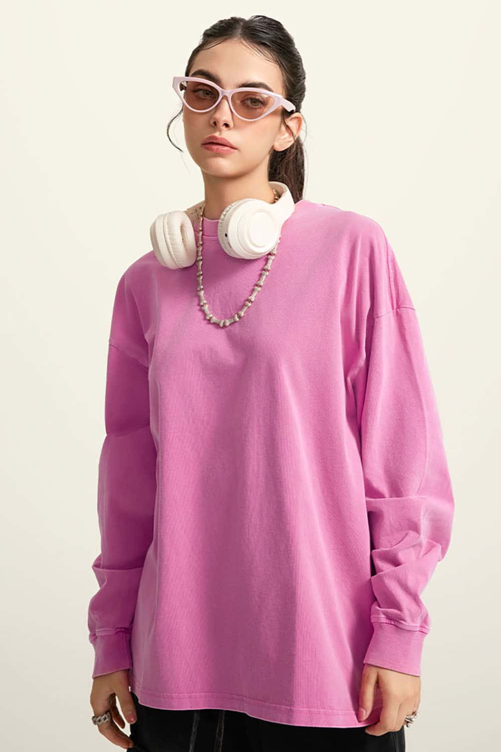 Loose Long Sleeve 260G Vintage Wash Distressed Long Sleeve T-Shirt