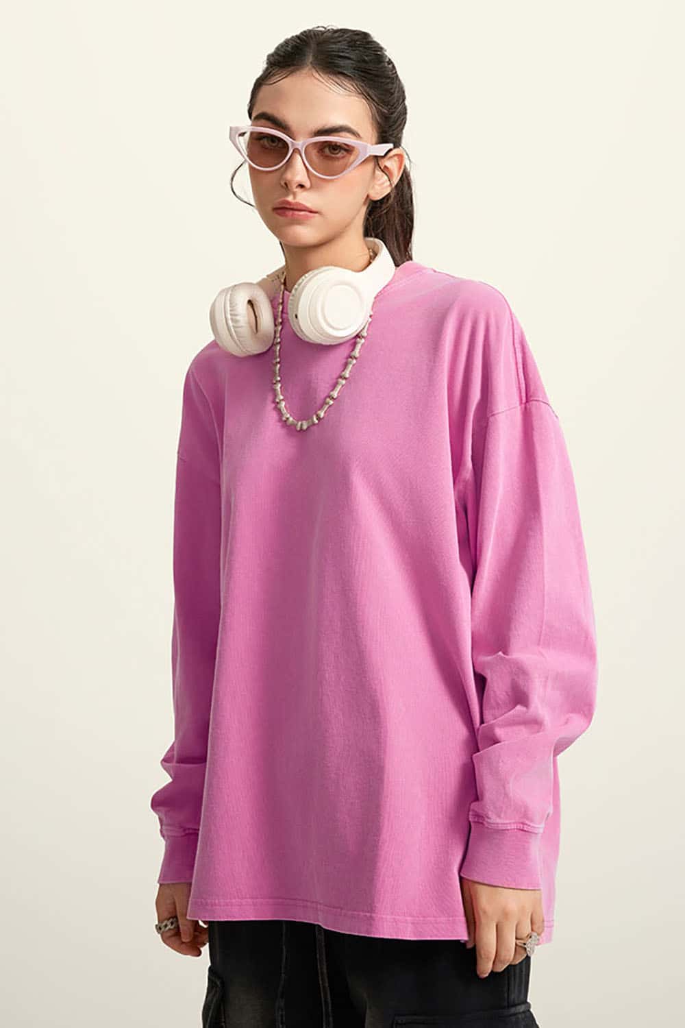 Loose Long Sleeve 260G Vintage Wash Distressed Long Sleeve T-Shirt