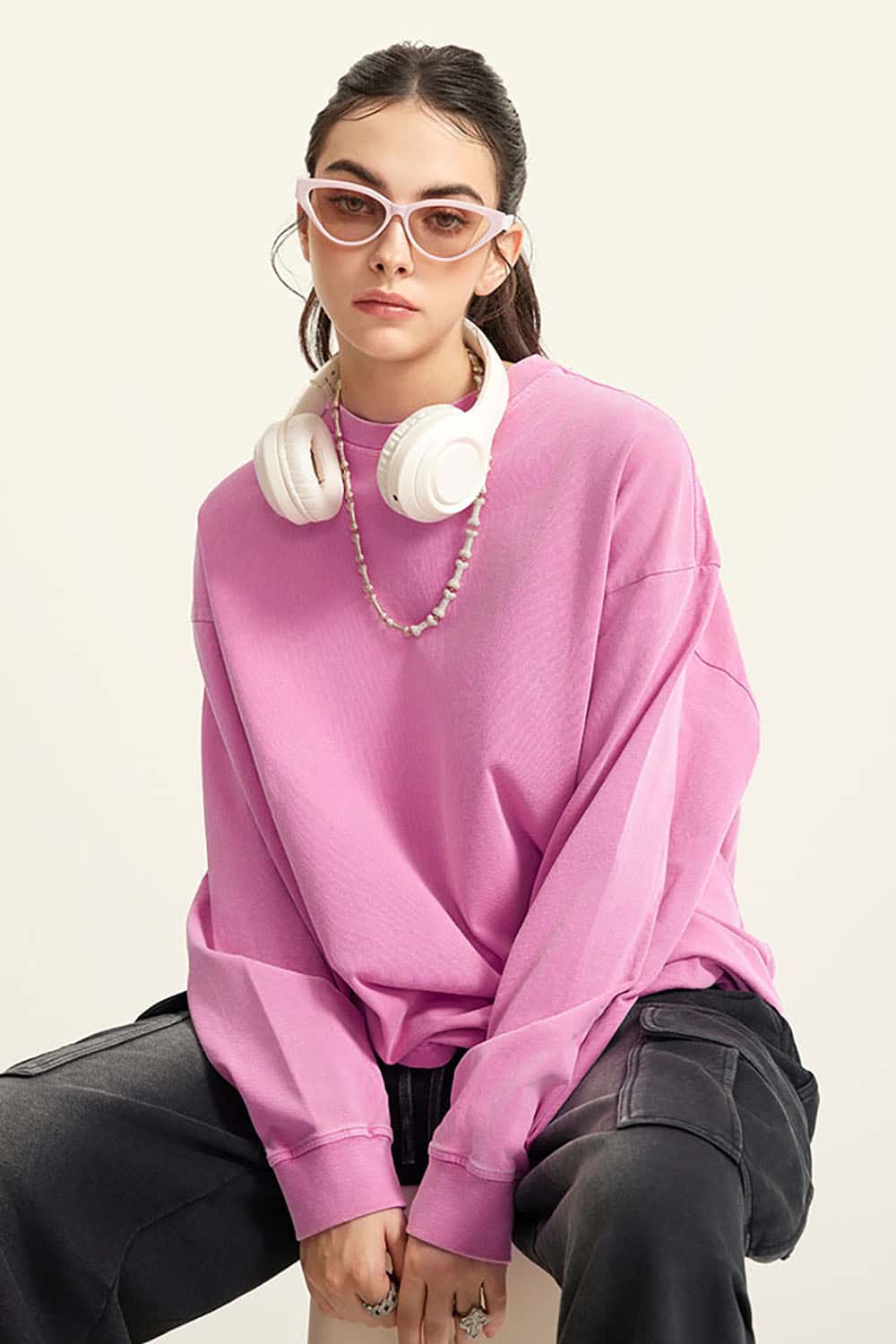 Loose Long Sleeve 260G Vintage Wash Distressed Long Sleeve T-Shirt