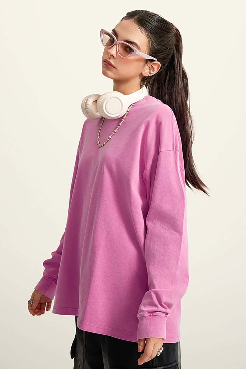 Loose Long Sleeve 260G Vintage Wash Distressed Long Sleeve T-Shirt