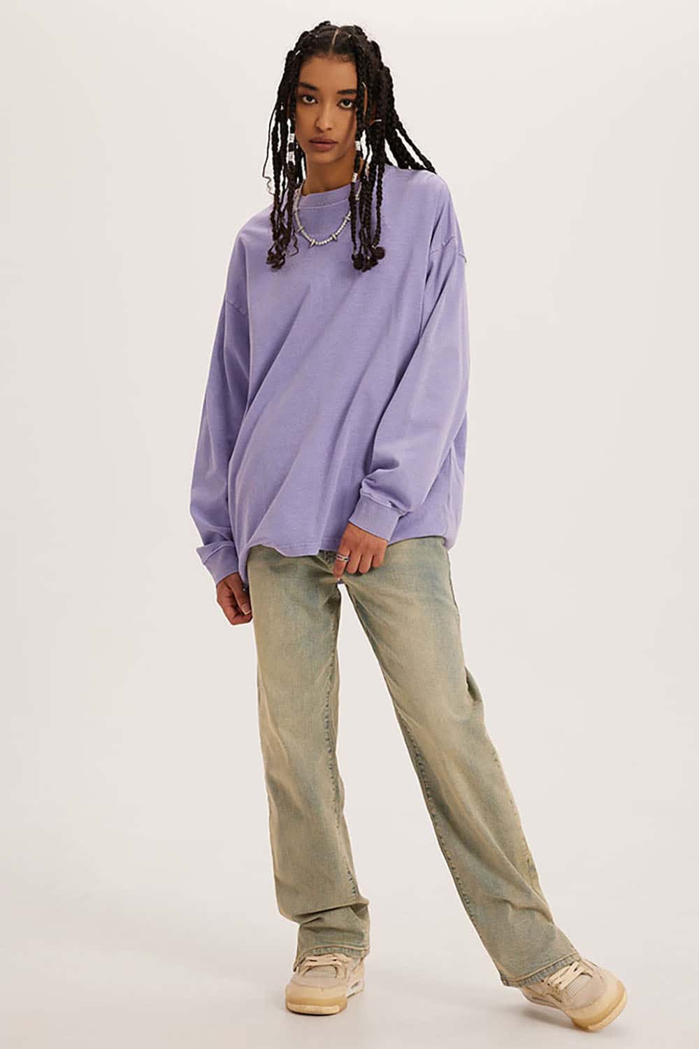 Loose Long Sleeve 260G Vintage Wash Distressed Long Sleeve T-Shirt