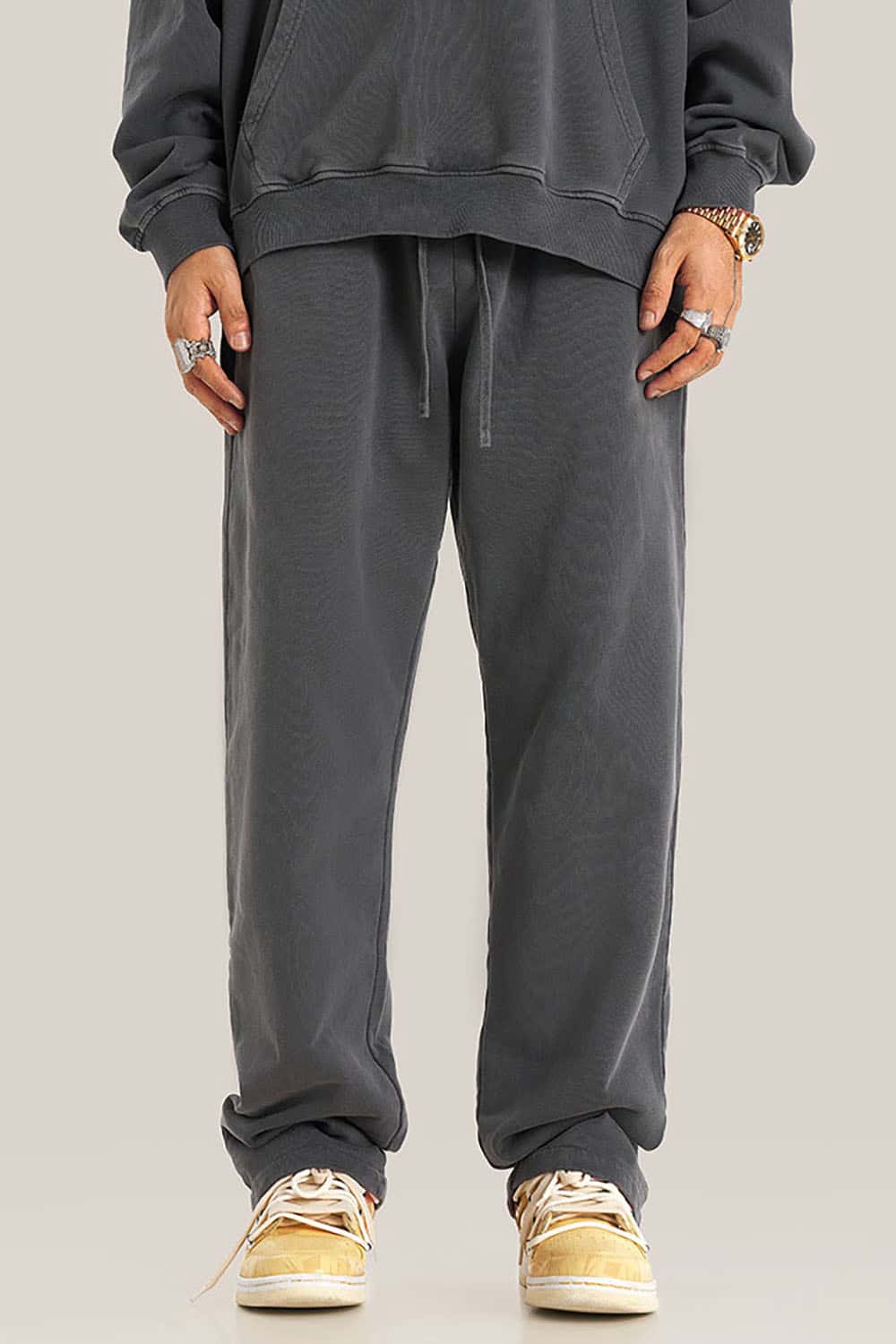 Unisex Casual Straight-Leg Sports Pants in Vintage Wash