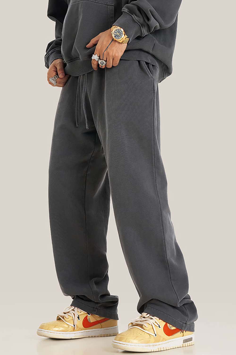 Unisex Casual Straight-Leg Sports Pants in Vintage Wash