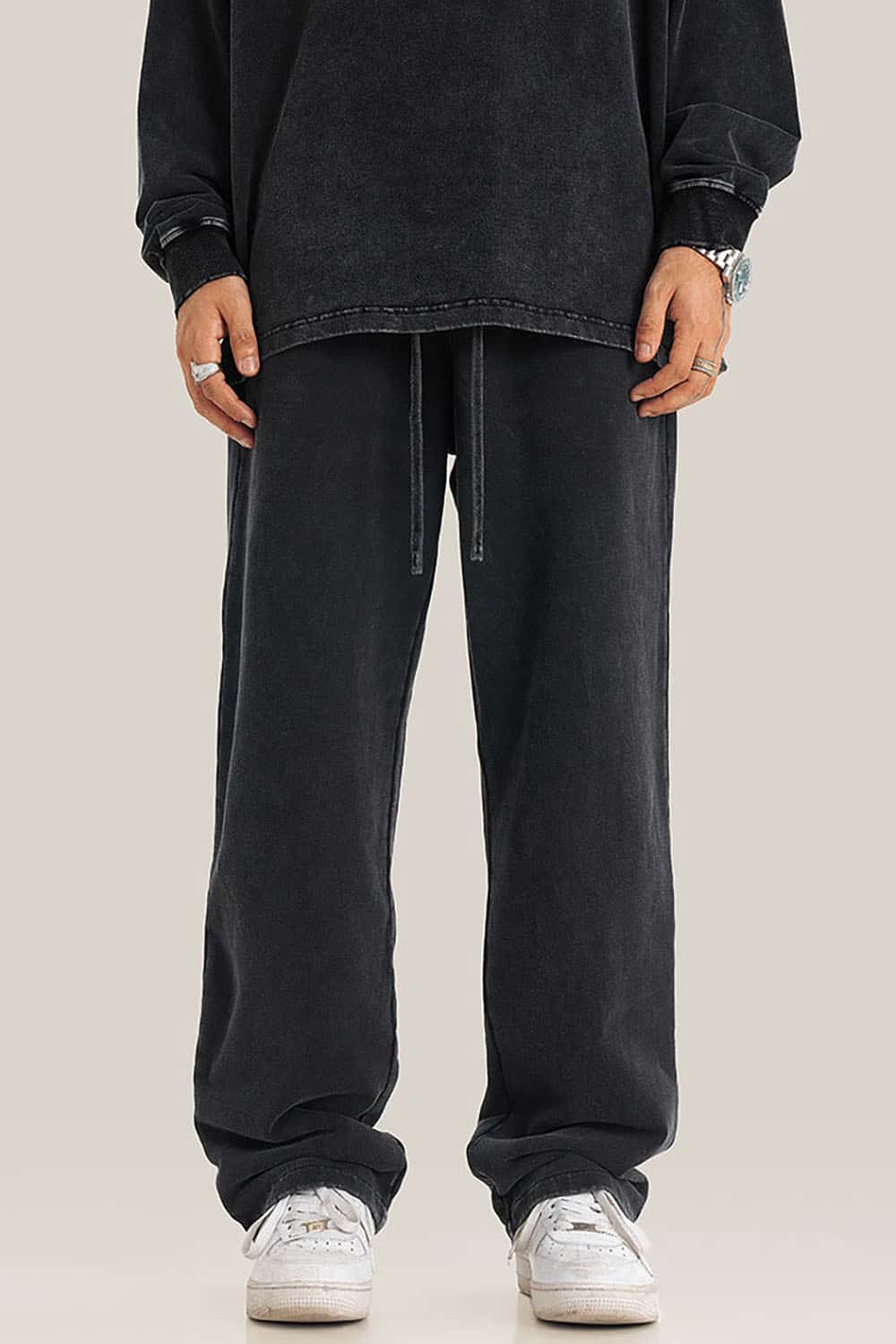 Unisex Casual Straight-Leg Sports Pants in Vintage Wash