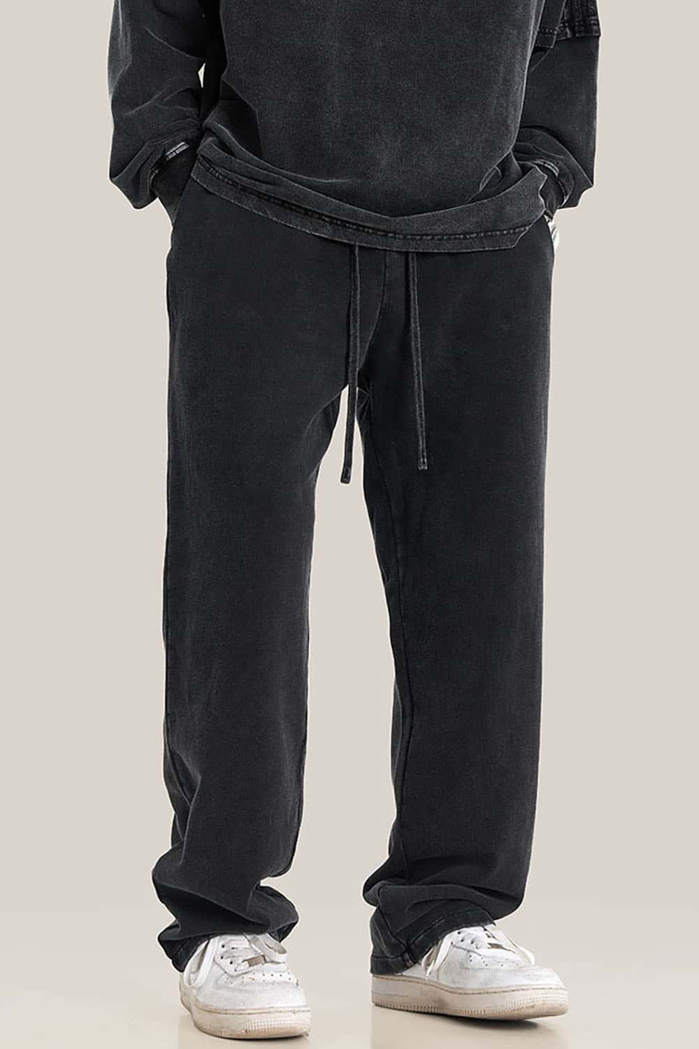 Unisex Casual Straight-Leg Sports Pants in Vintage Wash