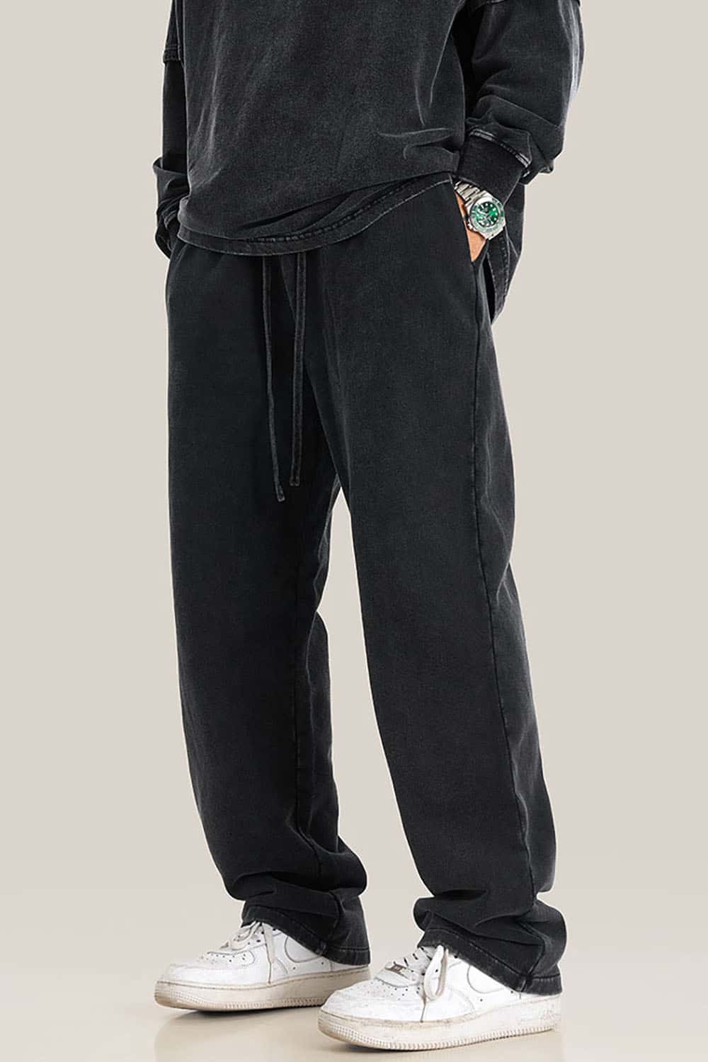 Unisex Casual Straight-Leg Sports Pants in Vintage Wash