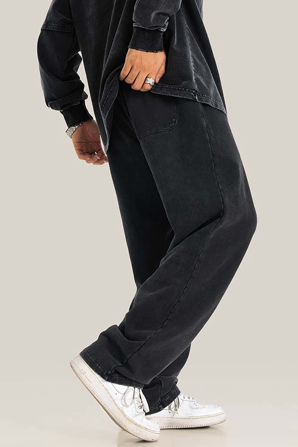 Unisex Casual Straight-Leg Sports Pants in Vintage Wash