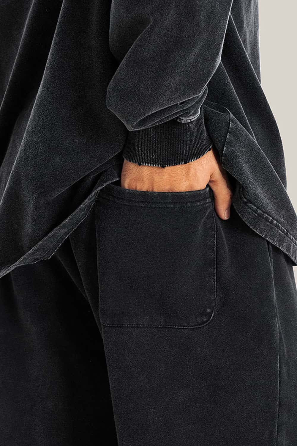 Unisex Casual Straight-Leg Sports Pants in Vintage Wash