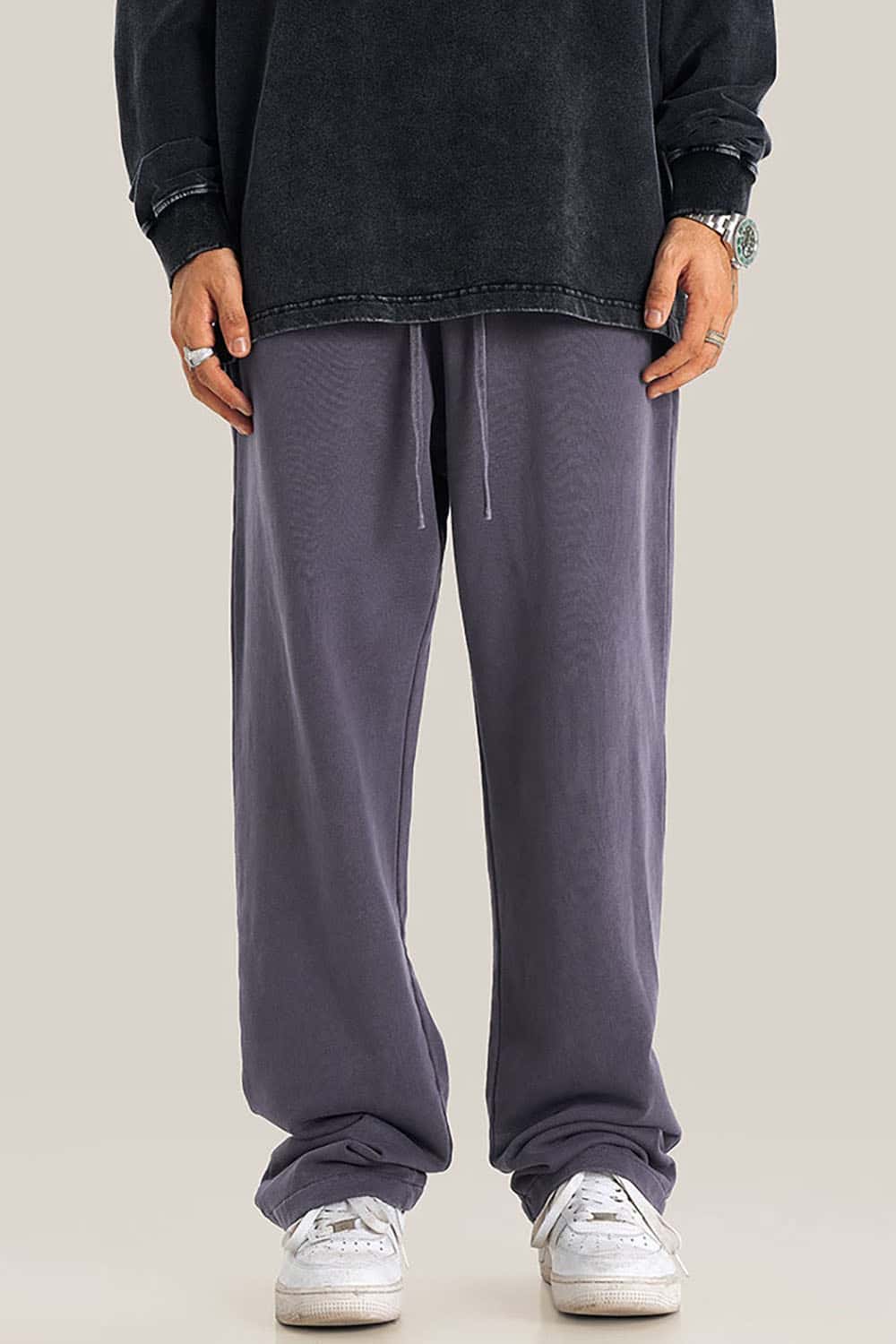 Unisex Casual Straight-Leg Sports Pants in Vintage Wash