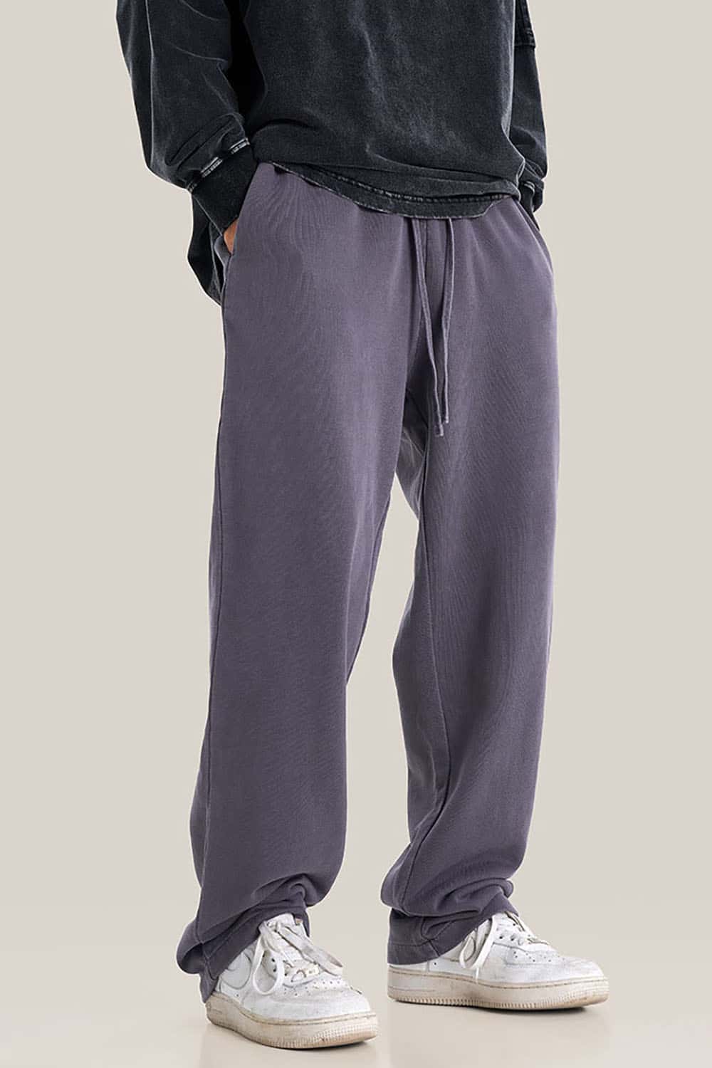 Unisex Casual Straight-Leg Sports Pants in Vintage Wash
