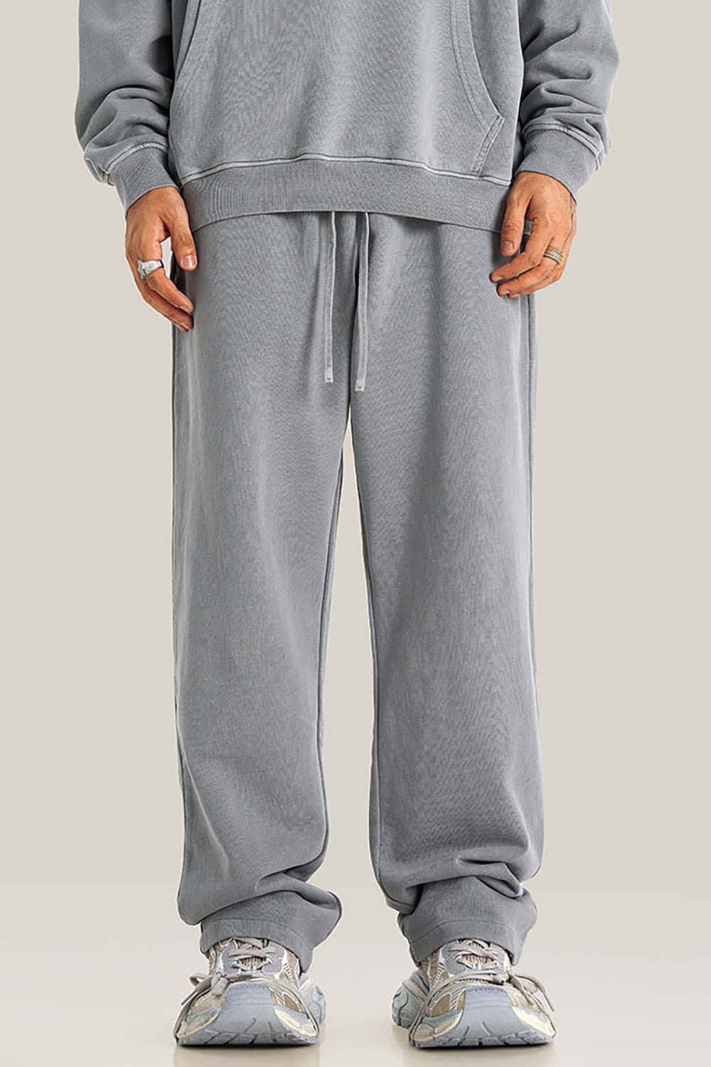Unisex Casual Straight-Leg Sports Pants in Vintage Wash