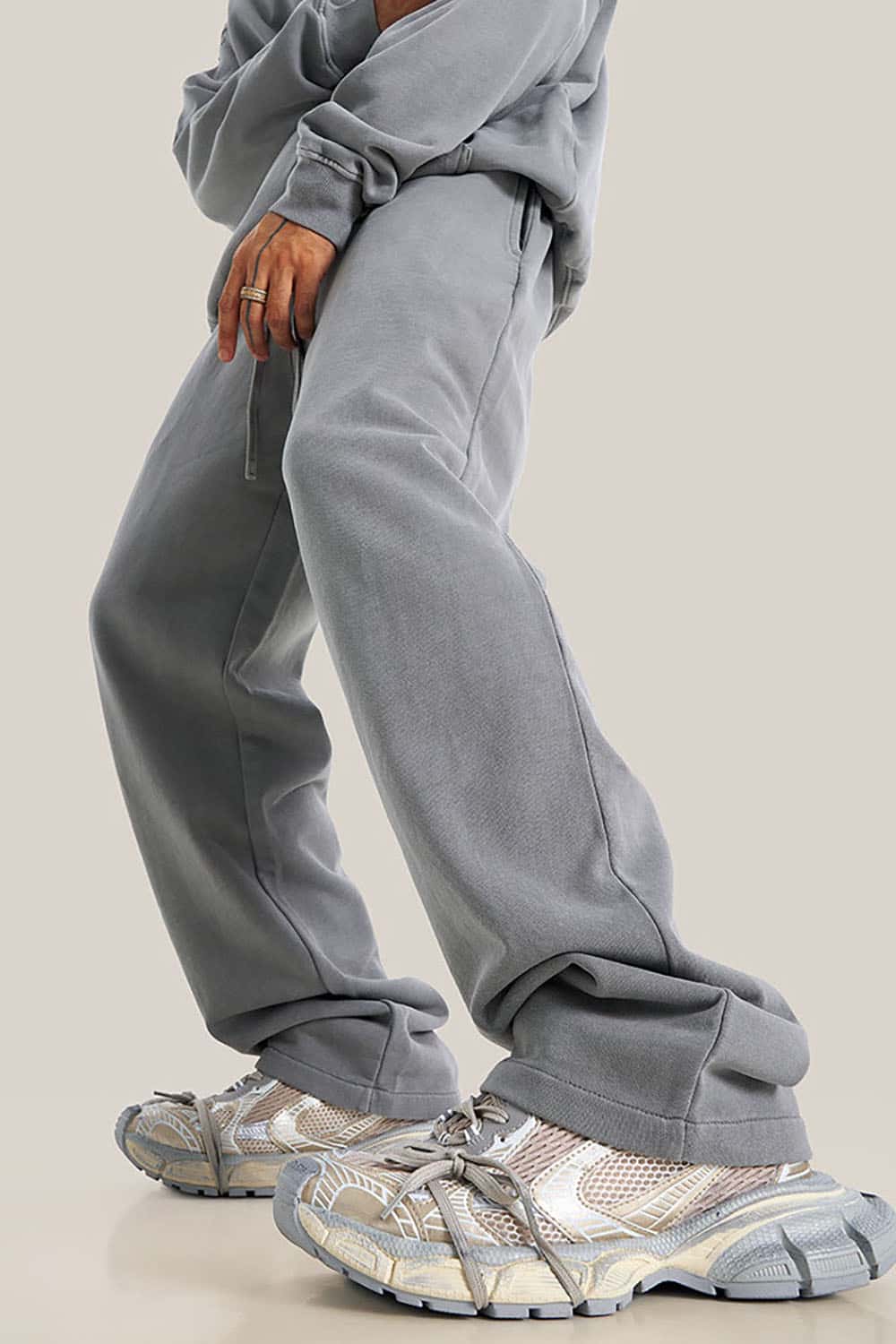 Unisex Casual Straight-Leg Sports Pants in Vintage Wash