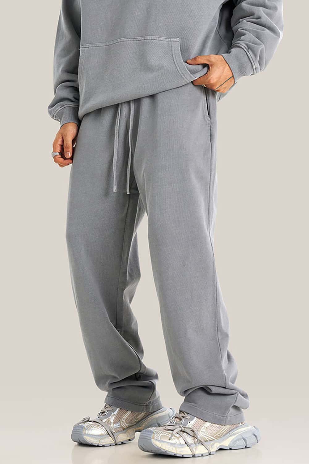 Unisex Casual Straight-Leg Sports Pants in Vintage Wash