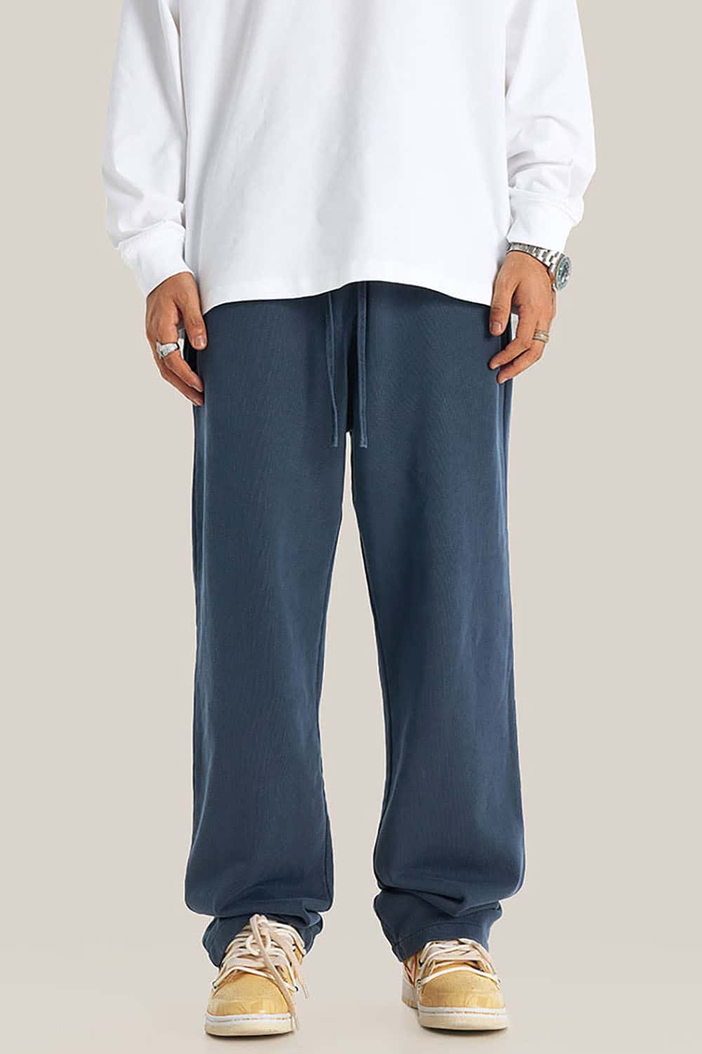 Unisex Casual Straight-Leg Sports Pants in Vintage Wash