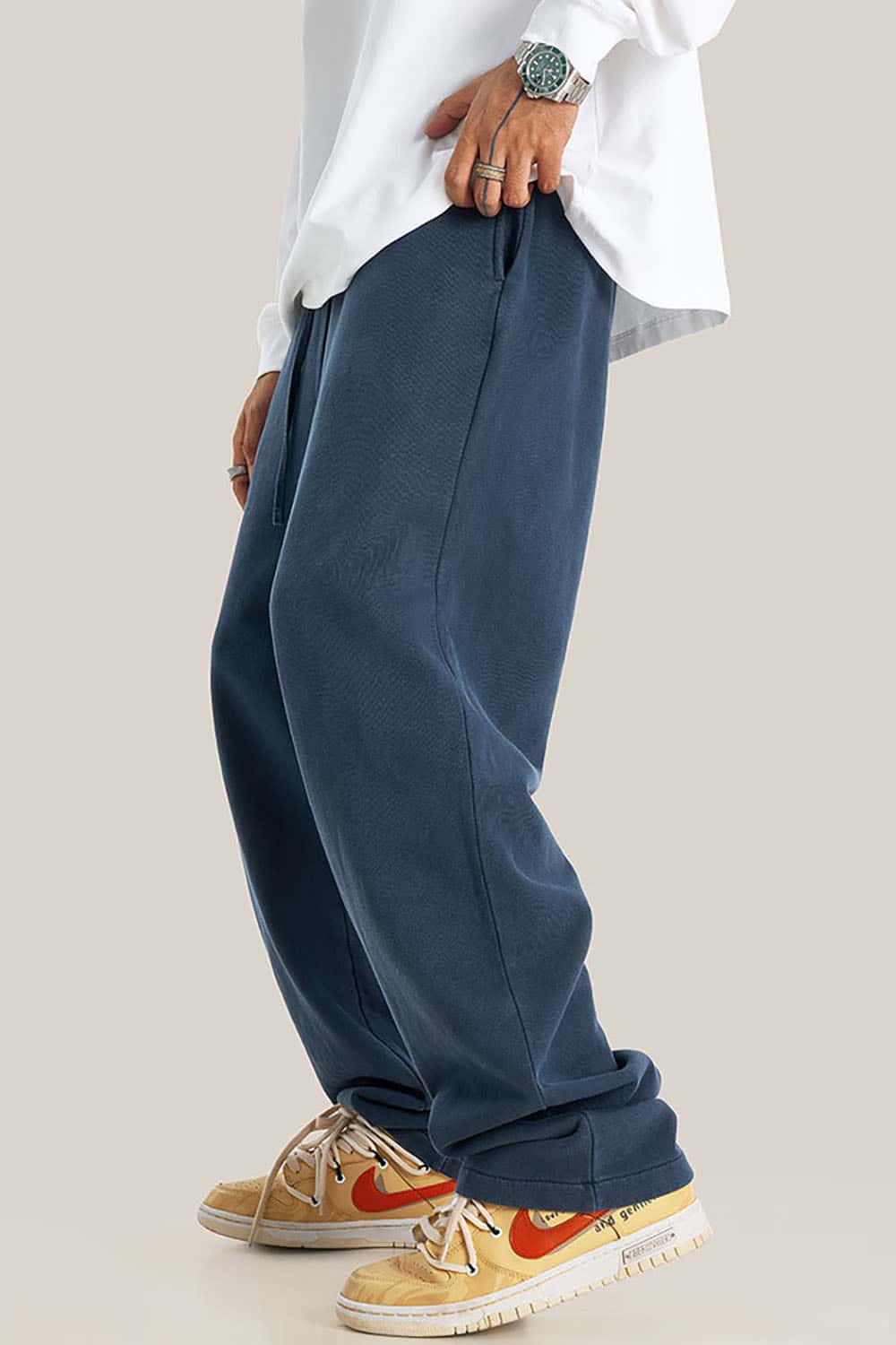 Unisex Casual Straight-Leg Sports Pants in Vintage Wash