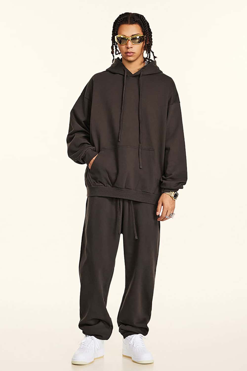 Casual Loose Basic Solid Color Hoodie 440G Heavyweight Sweatshirt