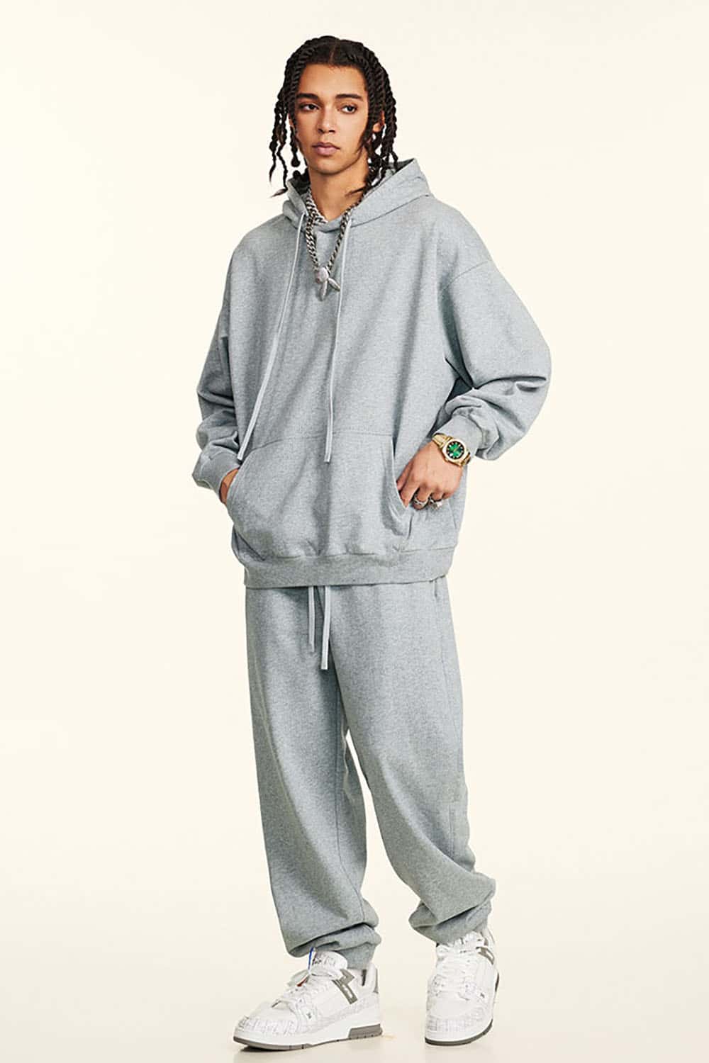 Casual Loose Basic Solid Color Hoodie 440G Heavyweight Sweatshirt