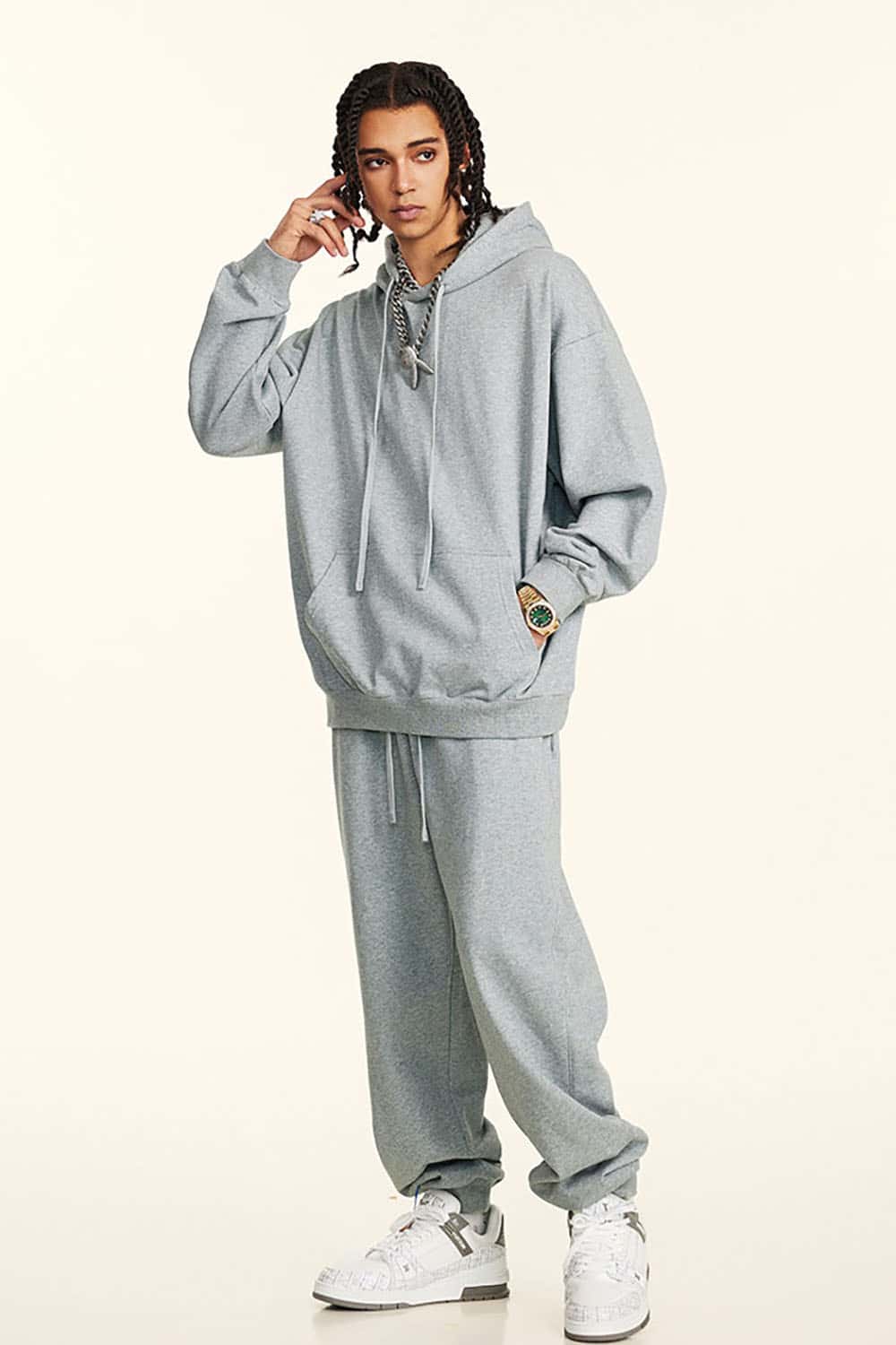 Casual Loose Basic Solid Color Hoodie 440G Heavyweight Sweatshirt