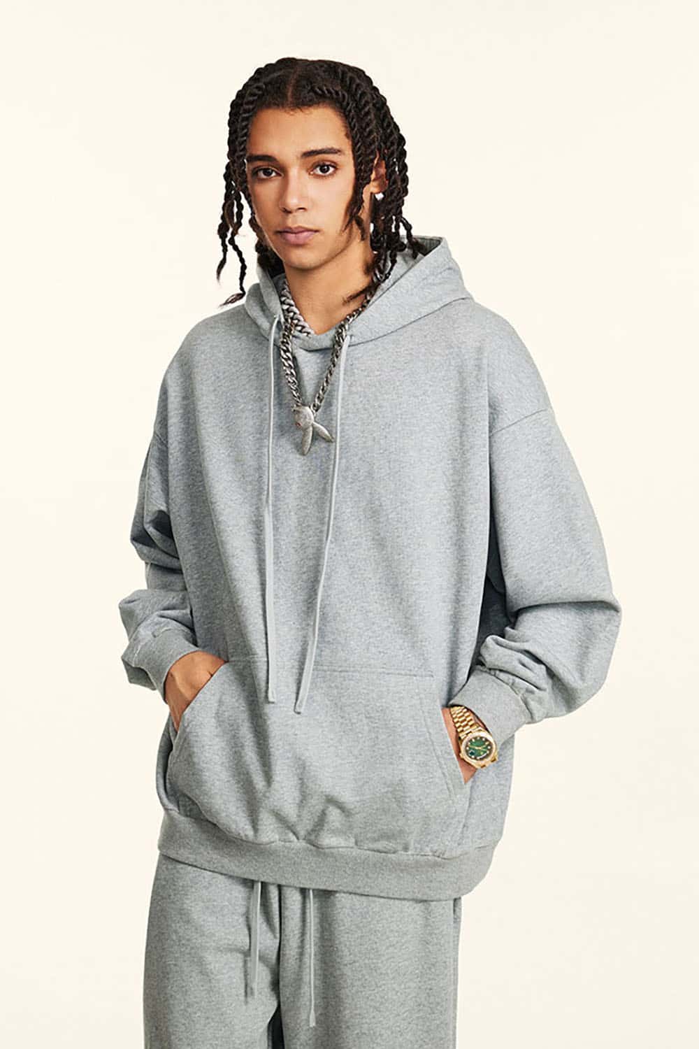 Casual Loose Basic Solid Color Hoodie 440G Heavyweight Sweatshirt