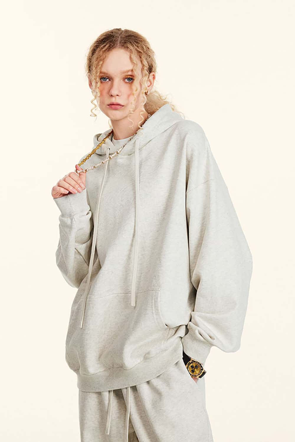 Casual Loose Basic Solid Color Hoodie 440G Heavyweight Sweatshirt