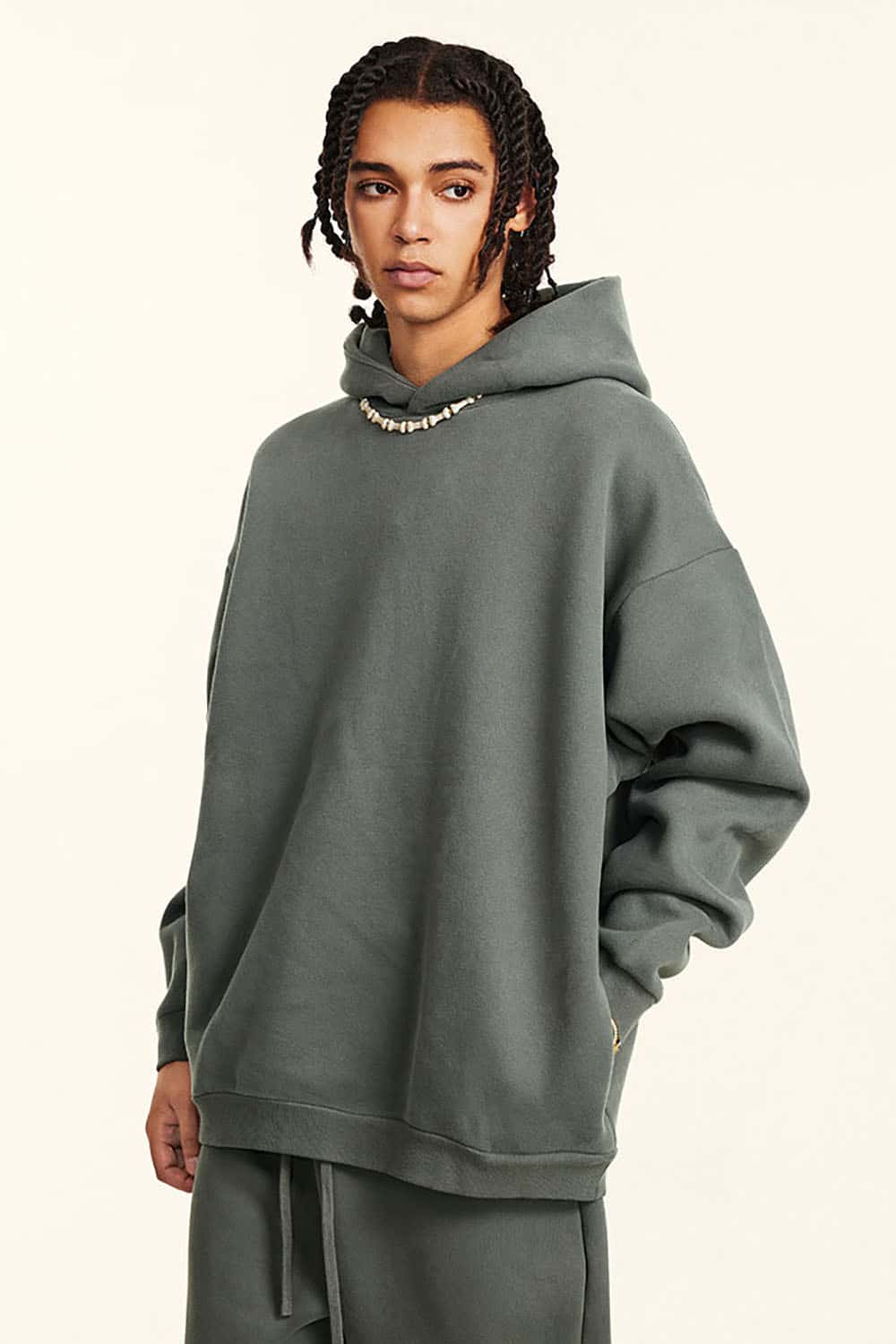 Basic Loose Fleece-Lined Sports Hoodie with Concealed Zipper