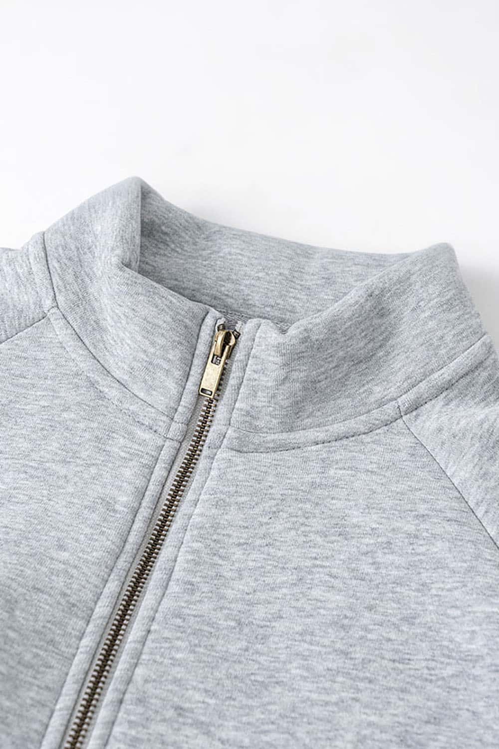 Loose-fit Solid Basic Fleece-Lined Zip-Up Hoodie Jacket