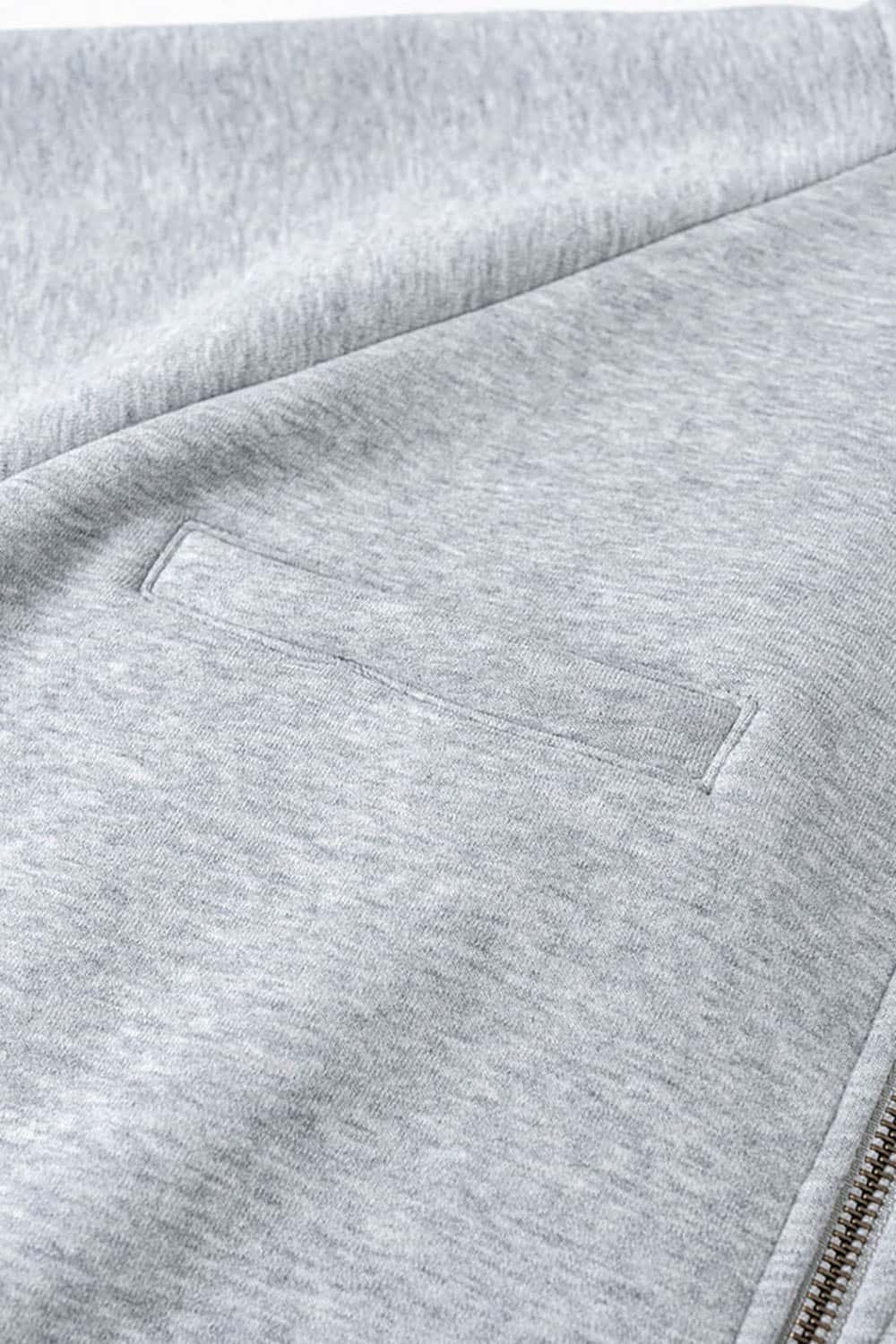 Loose-fit Solid Basic Fleece-Lined Zip-Up Hoodie Jacket