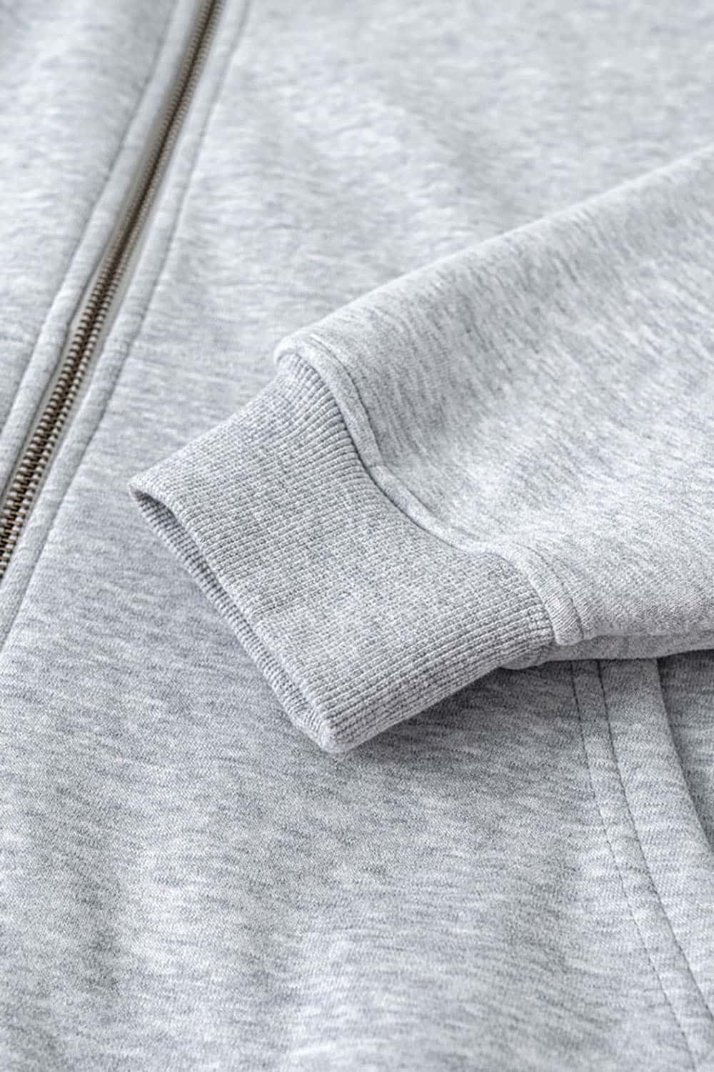 Loose-fit Solid Basic Fleece-Lined Zip-Up Hoodie Jacket