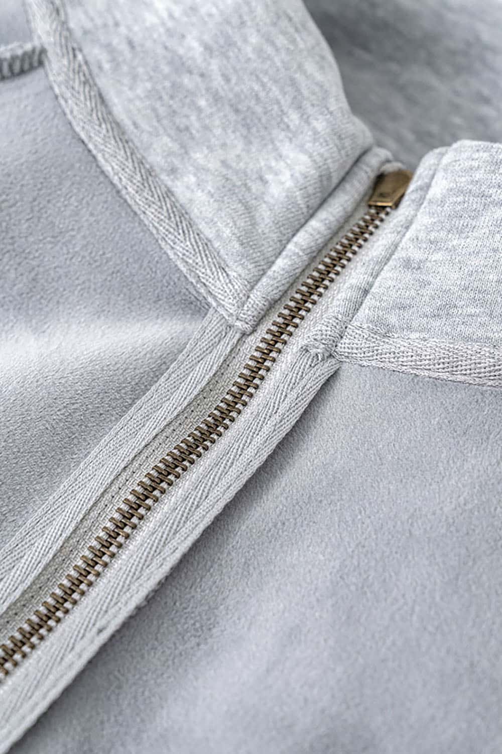 Loose-fit Solid Basic Fleece-Lined Zip-Up Hoodie Jacket