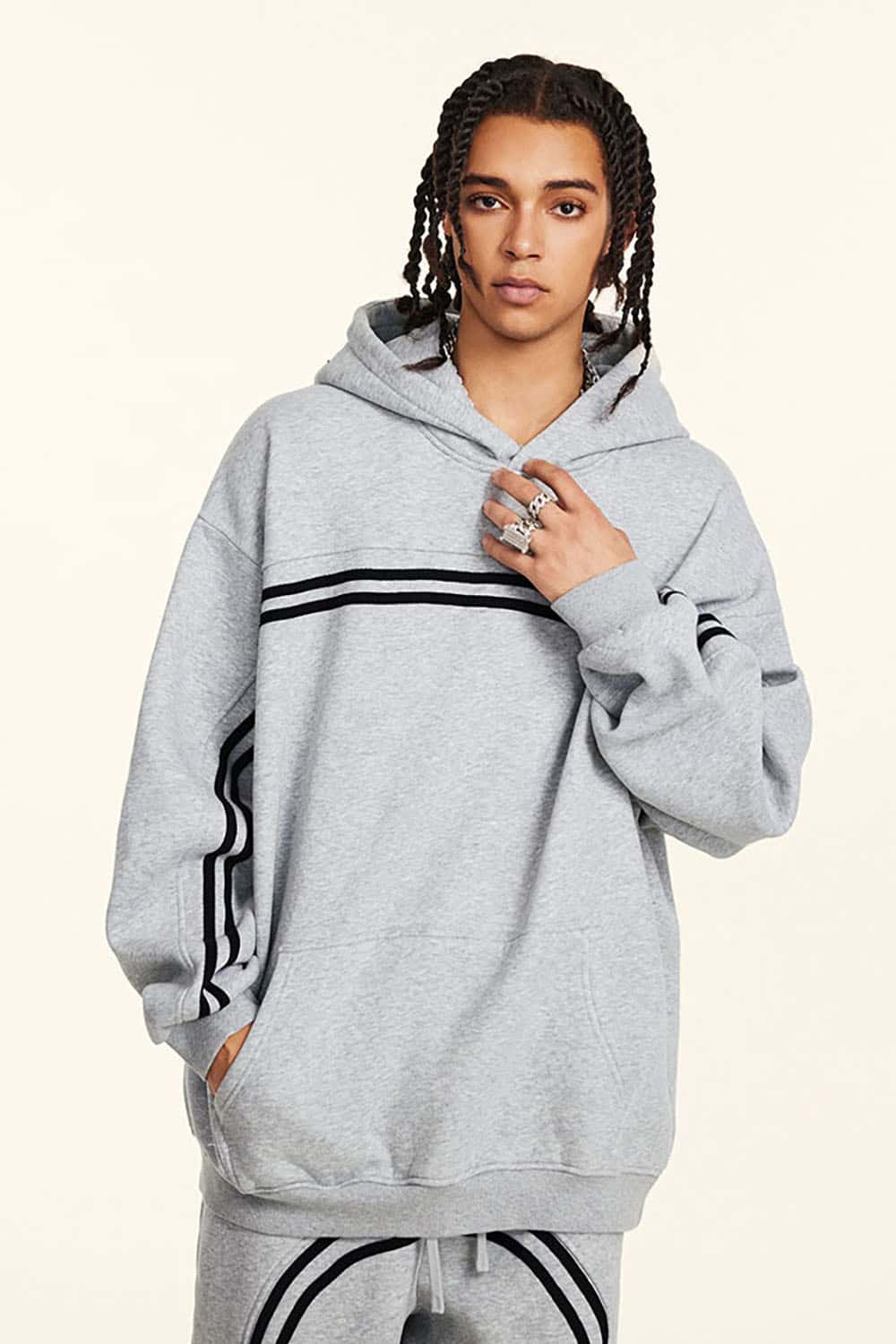High-Street Retro Wash Fleece-Lined Thick Hoodie